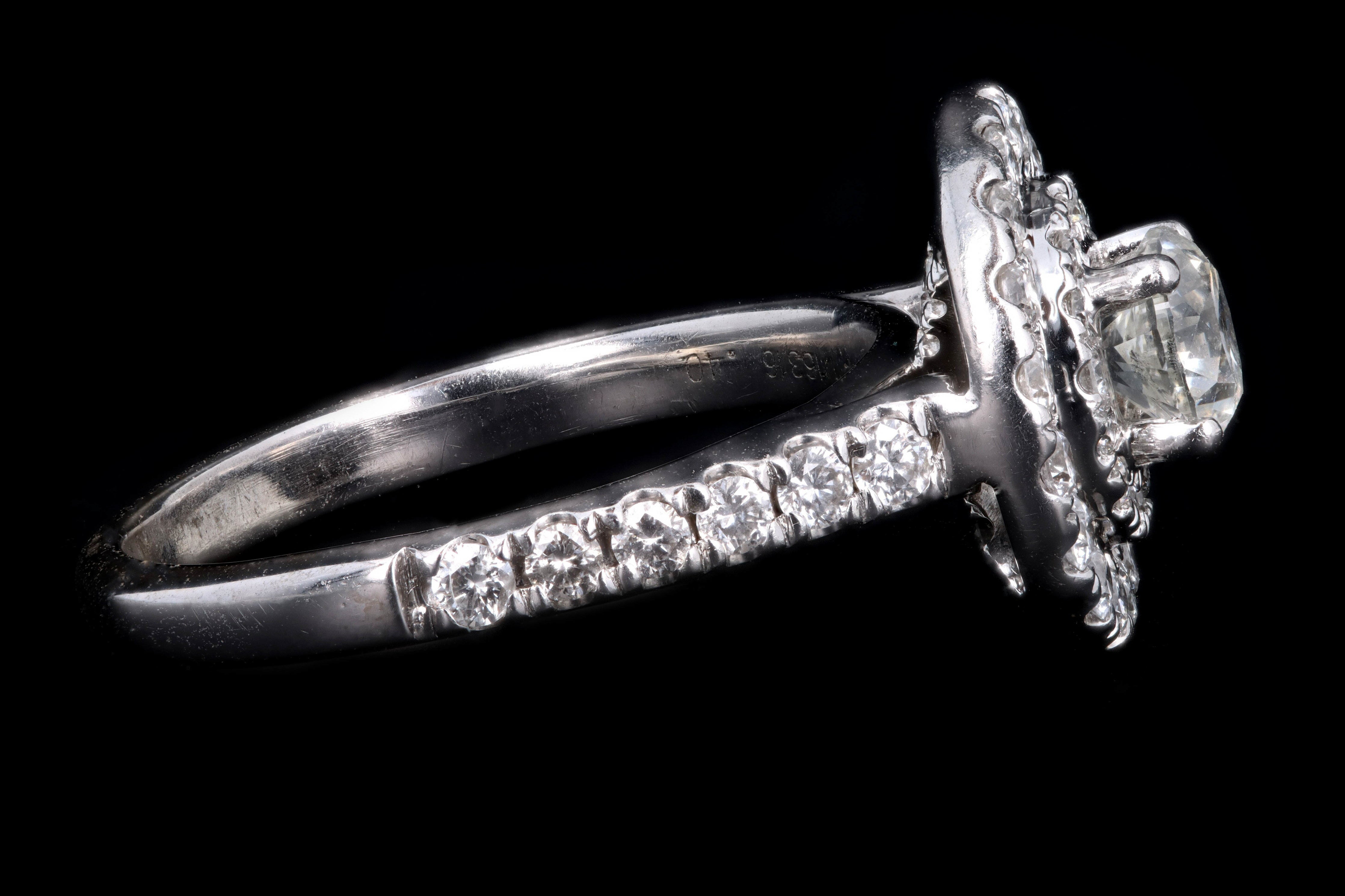 14K White Gold .35 Carat Round Brilliant Diamond Double Halo Engagement Ring - Queen May