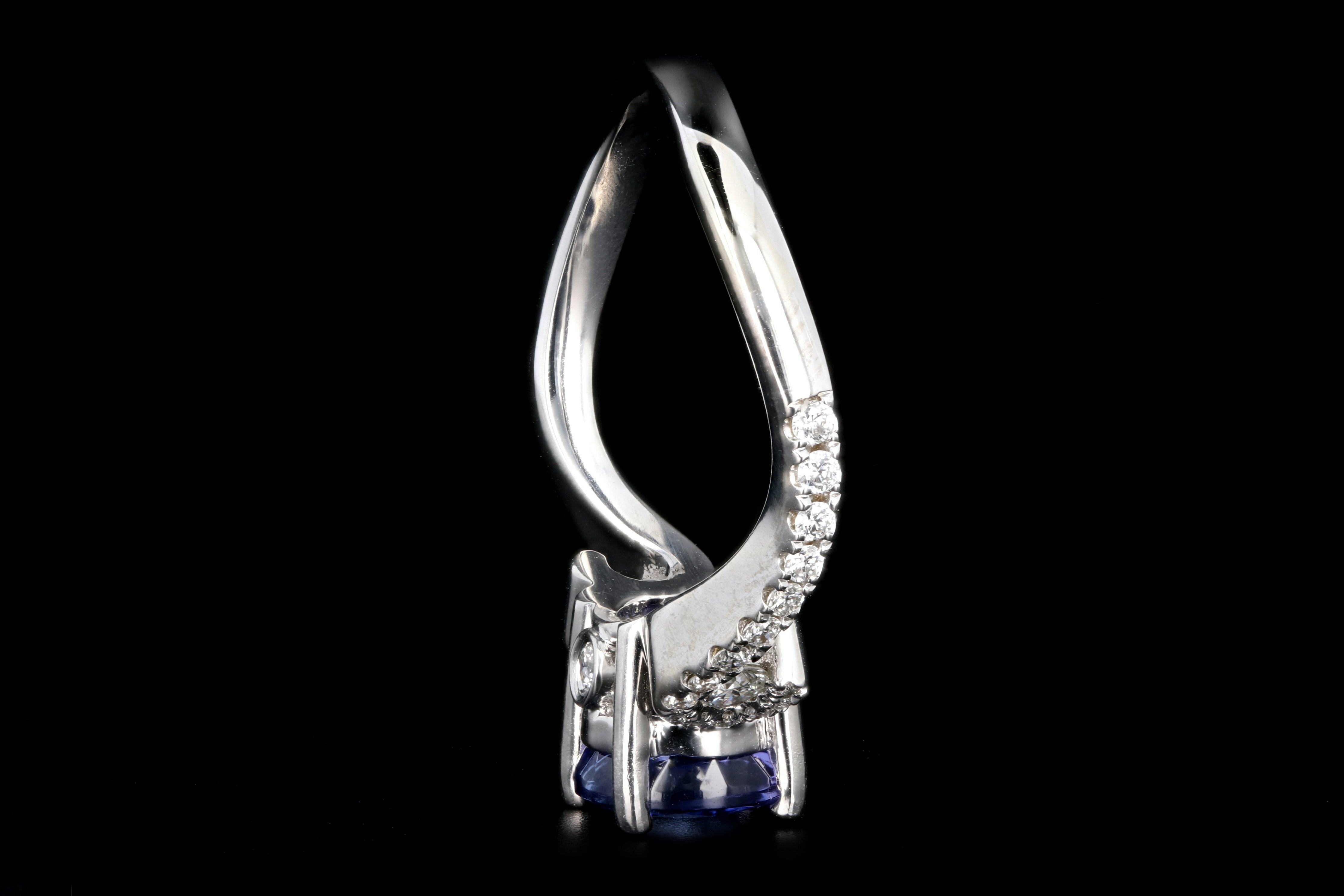 Modern 14K White Gold 1.63CT Tanzanite and Diamond Ring - Queen May