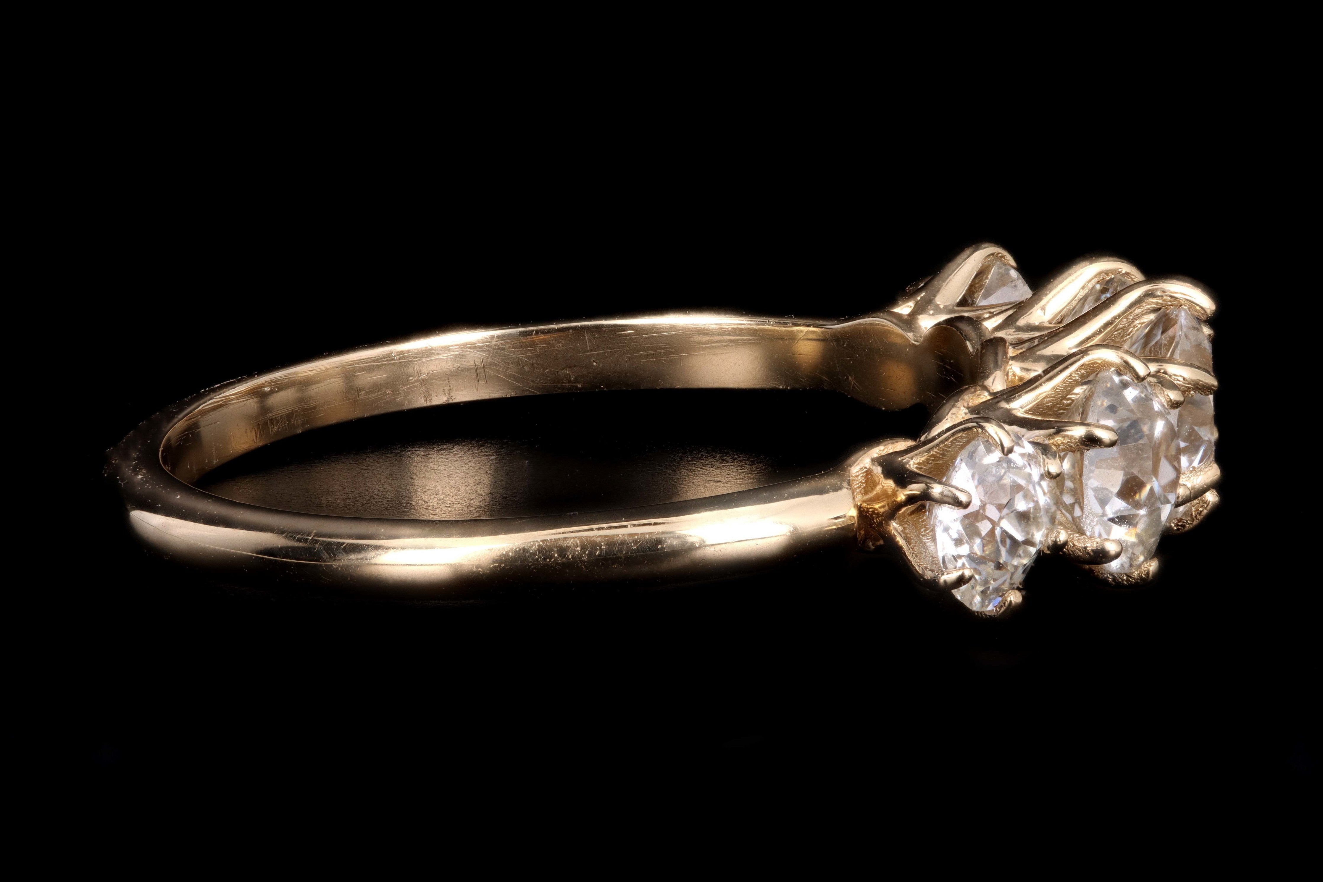 New 14K Yellow Gold 1.39 Carat Old European Cut Diamond 5 Stone Band - Queen May