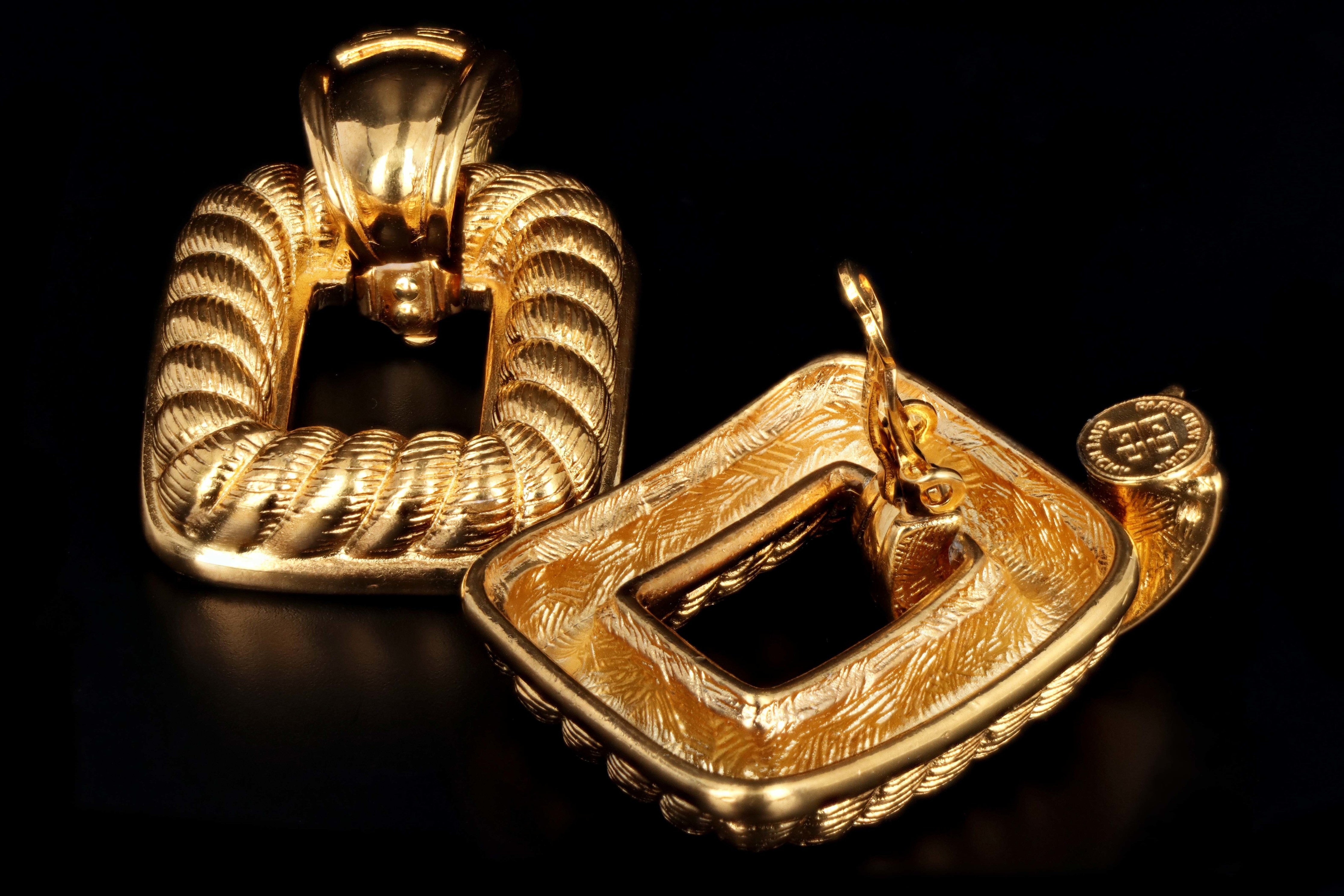 Vintage Givenchy Gold Plated Door Knocker Clip-On Earrings - Queen May