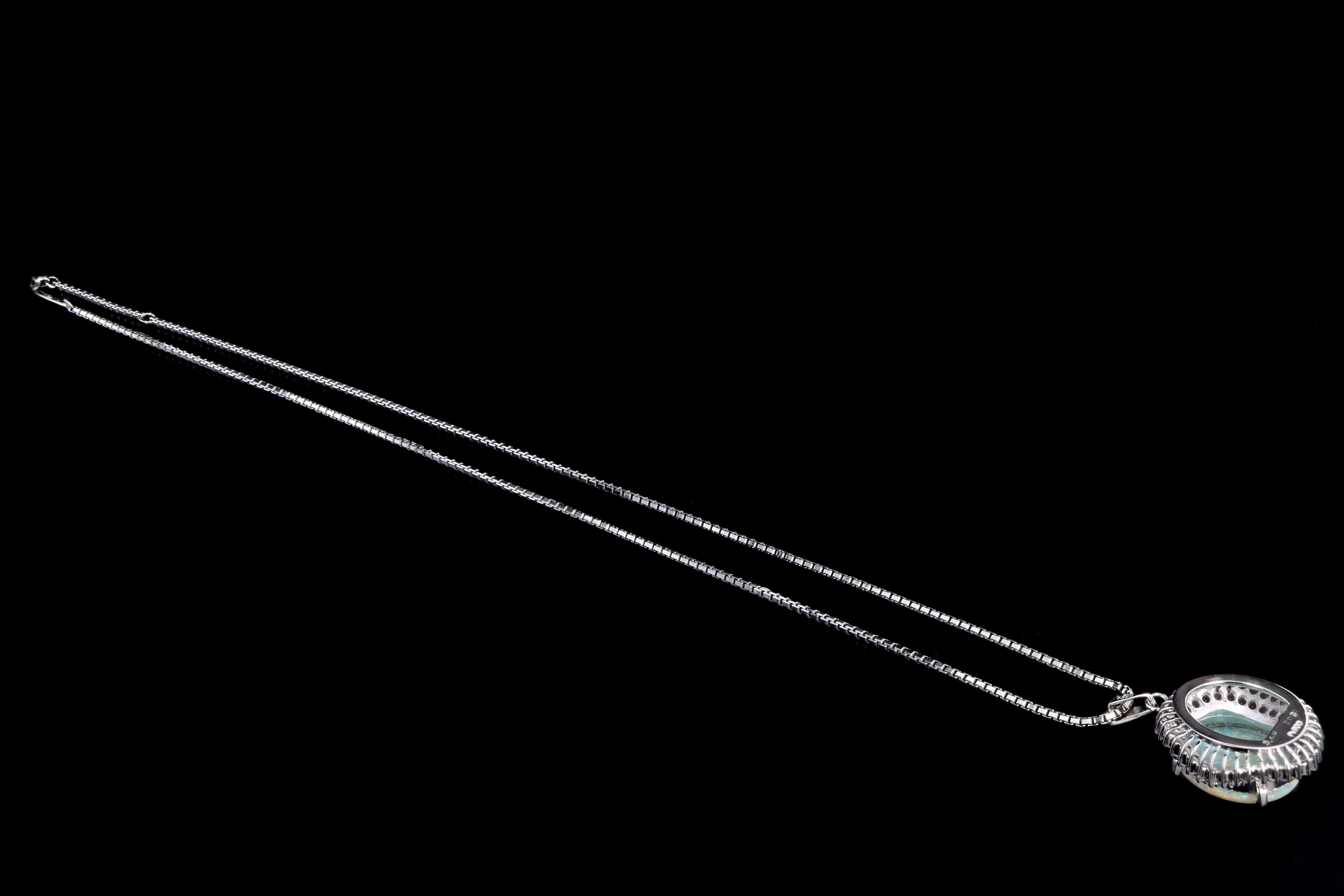 Modern Platinum 3.45 Carat Opal & Diamond Pendant Necklace - Queen May