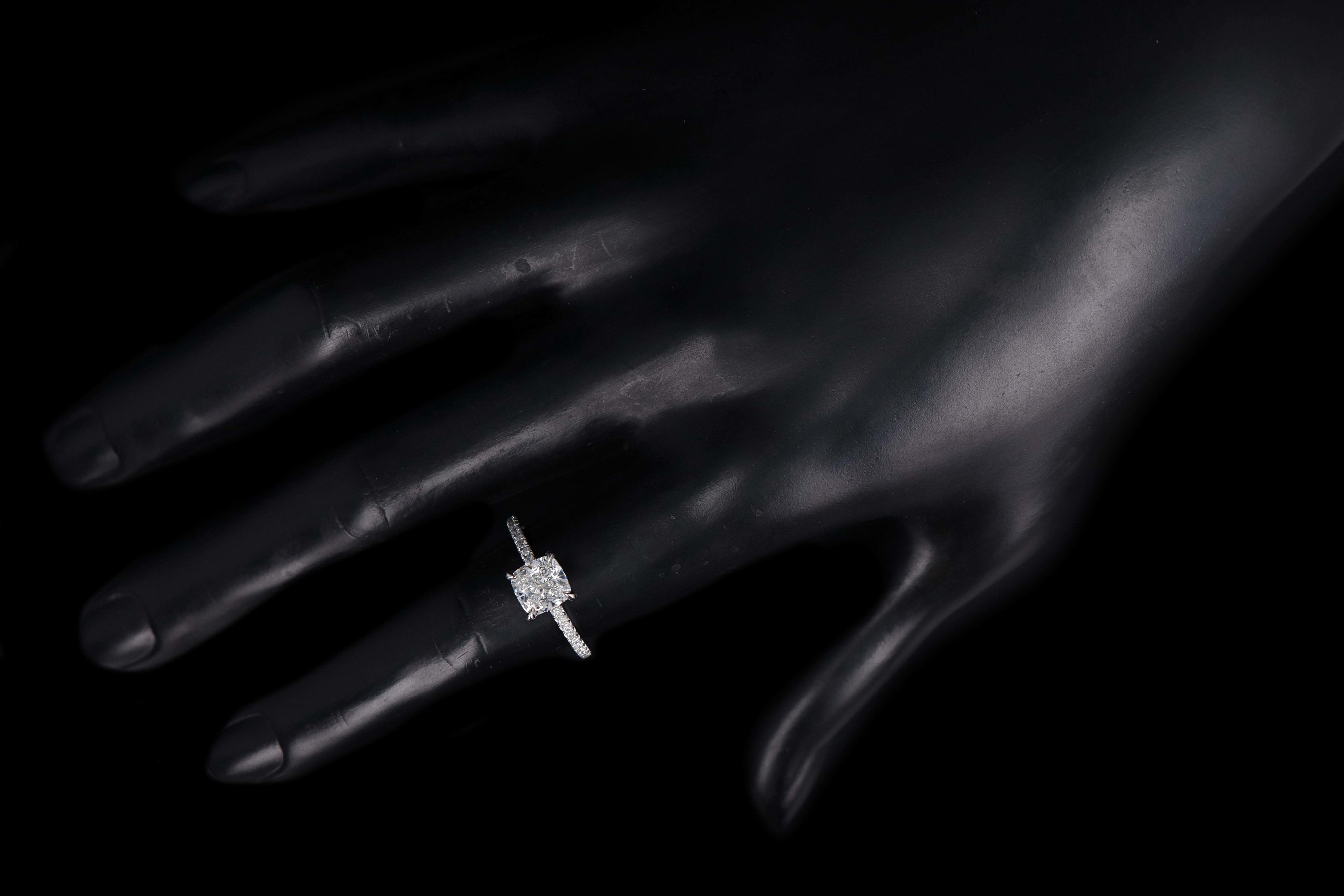 New Platinum 1.60 Carat Cushion Cut Diamond Engagement Ring GIA Certified - Queen May