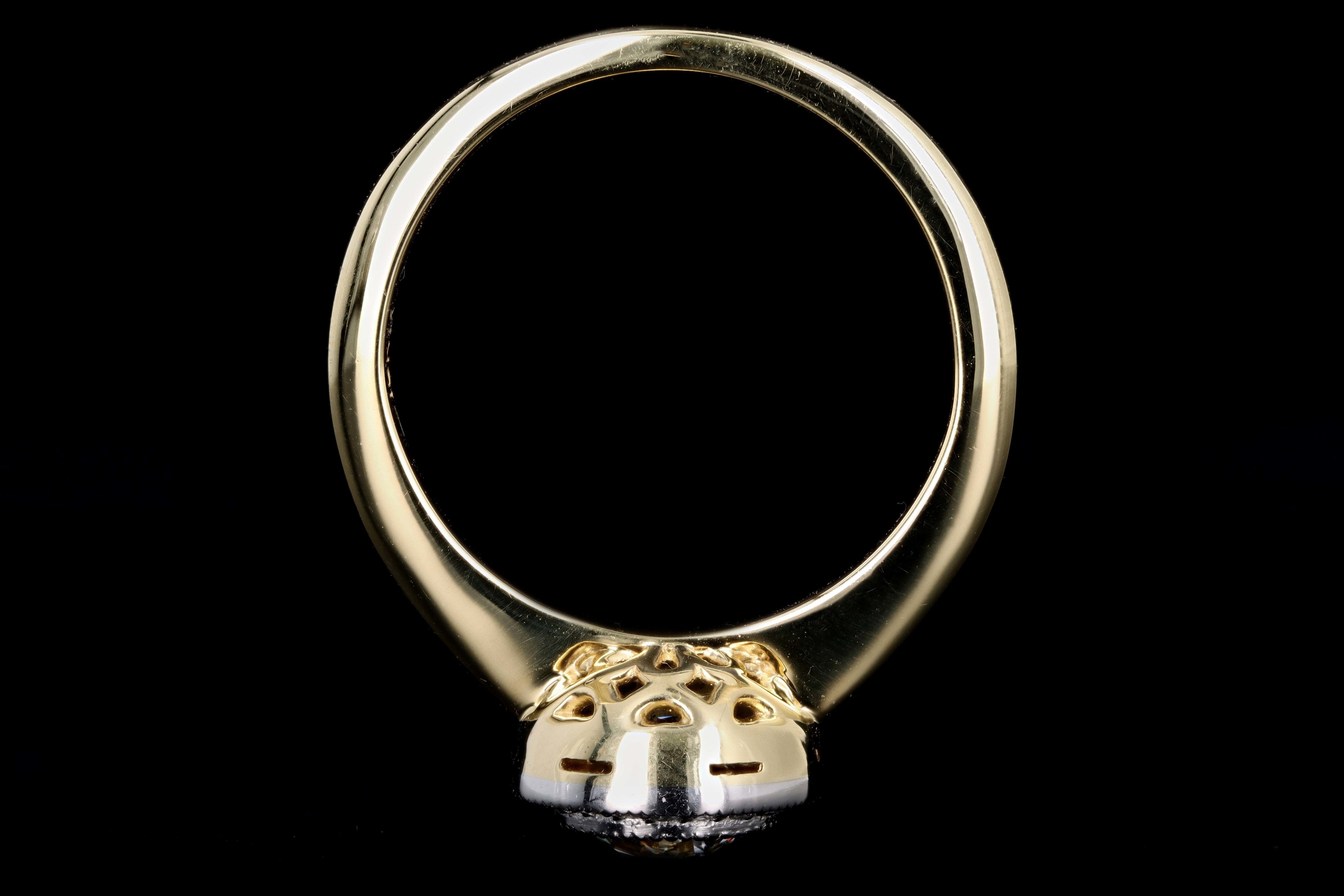 New 18K Yellow Gold & Platinum .99 Carat Old European Cut Diamond Halo Engagement Ring GIA Certified - Queen May