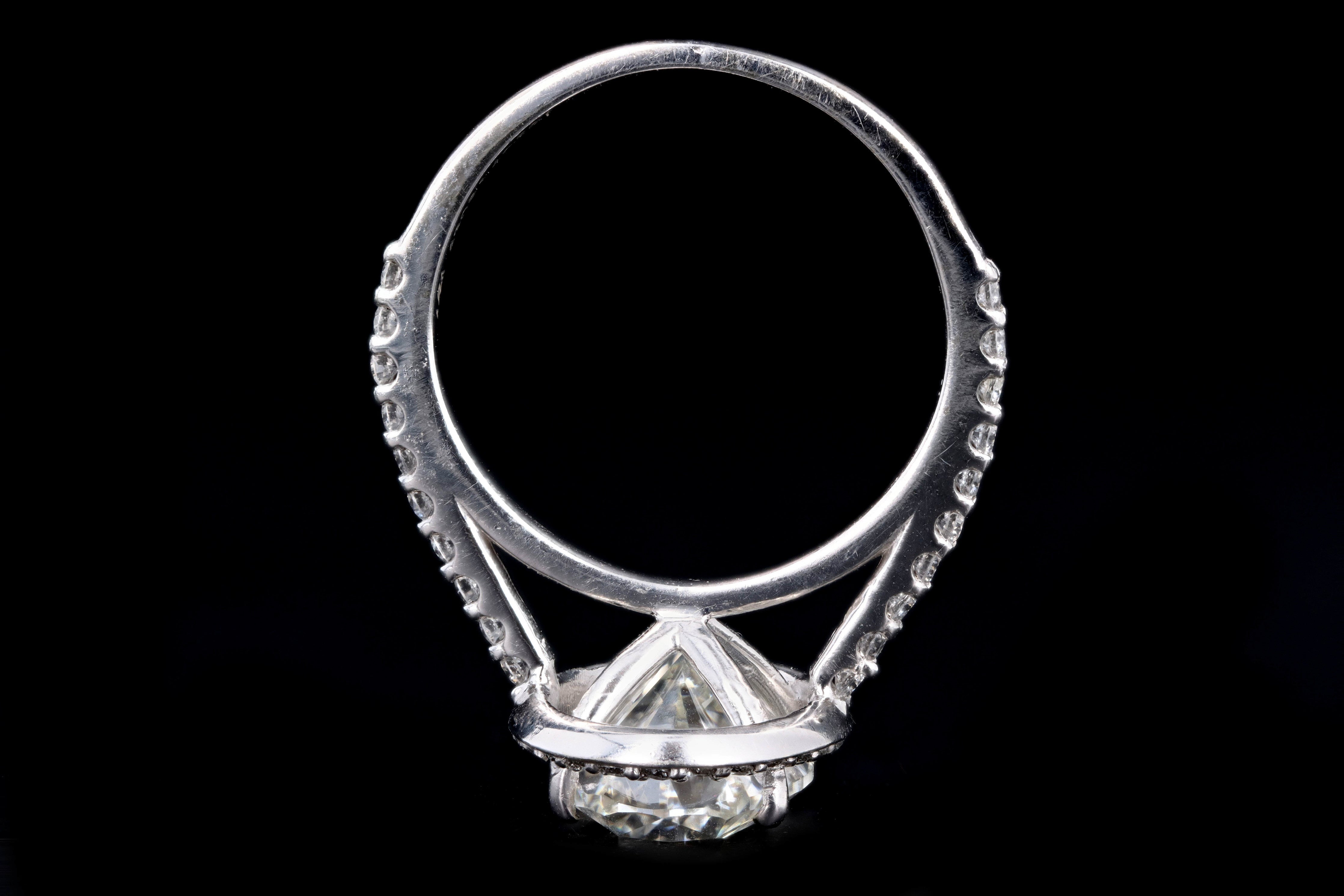 New 14K White Gold 4.01 Carat Oval Cut Diamond Halo Engagement Ring GIA Certified - Queen May