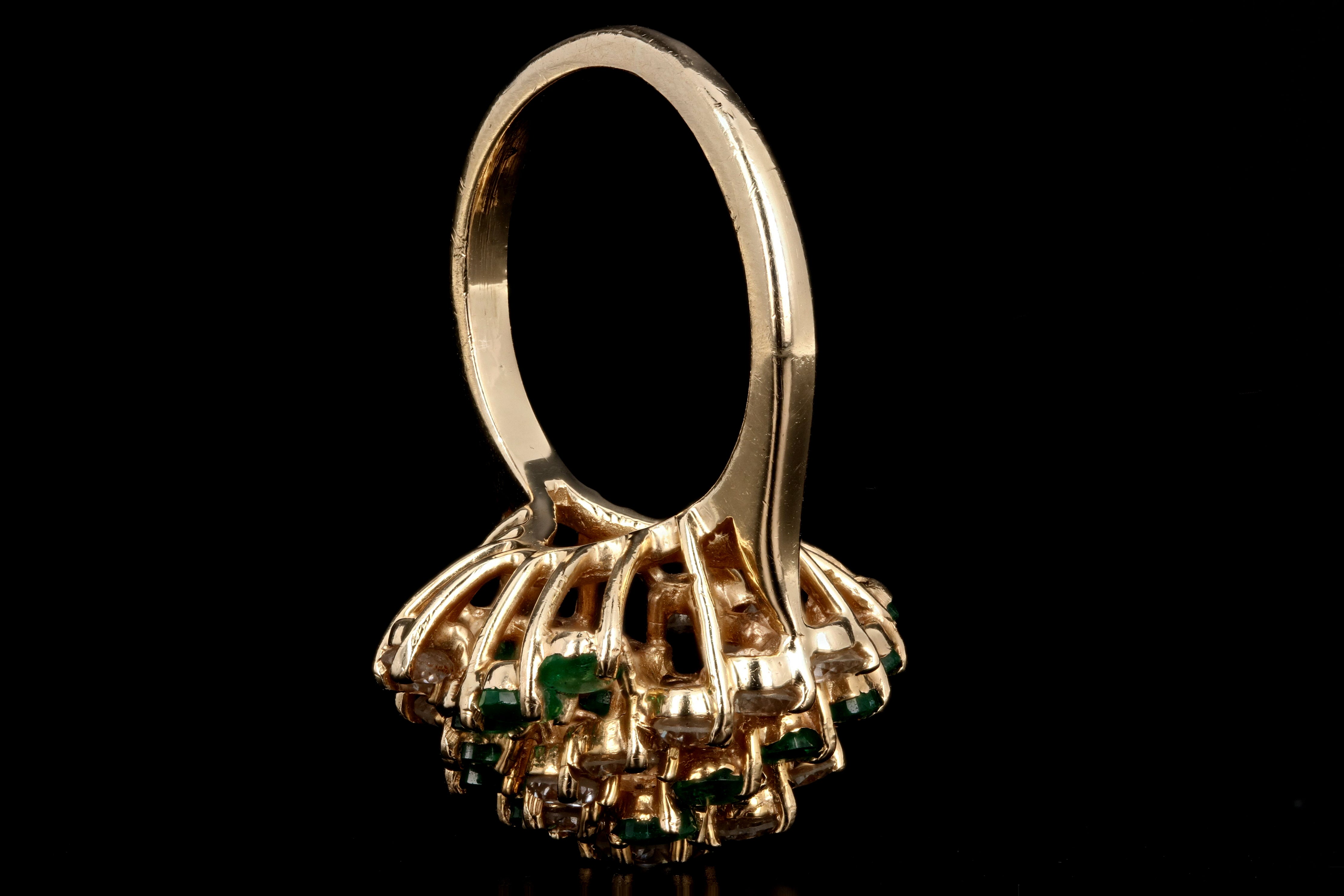 14K Yellow Gold 1.5 Carat Emerald and Diamond Ring - Queen May