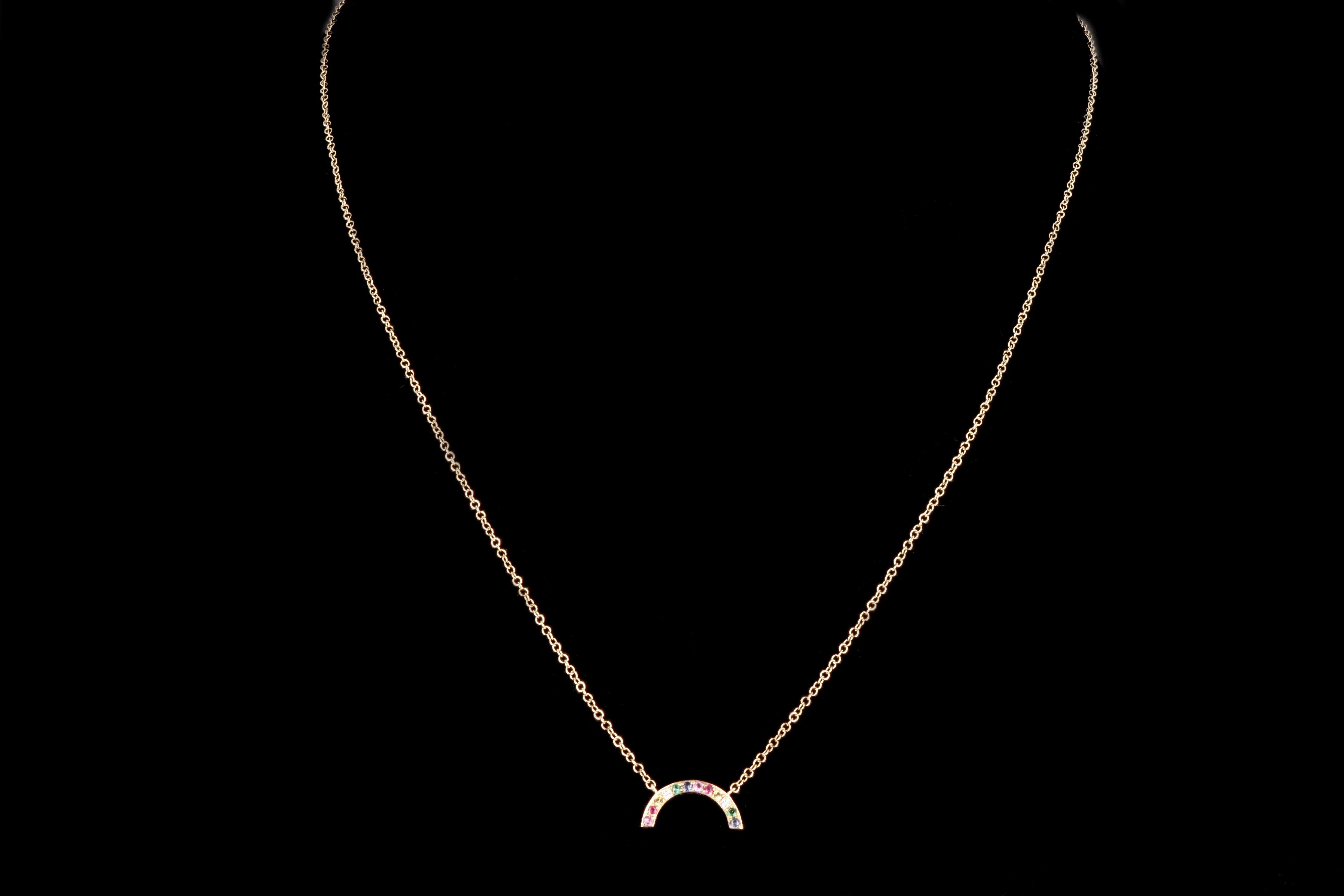 New 14k Yellow Gold Rainbow Necklace - Queen May