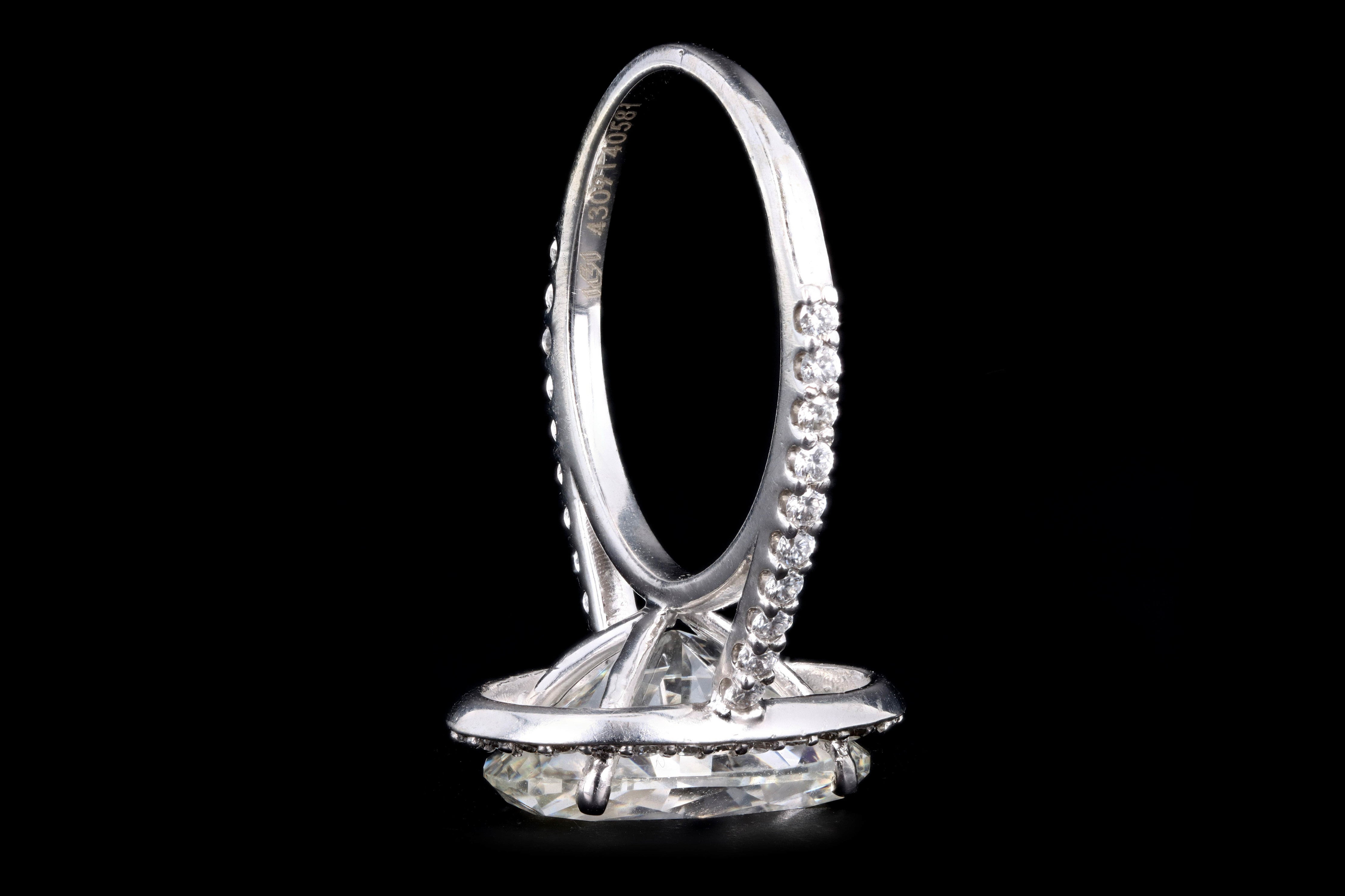 New 14K White Gold 4.01 Carat Oval Cut Diamond Halo Engagement Ring GIA Certified - Queen May