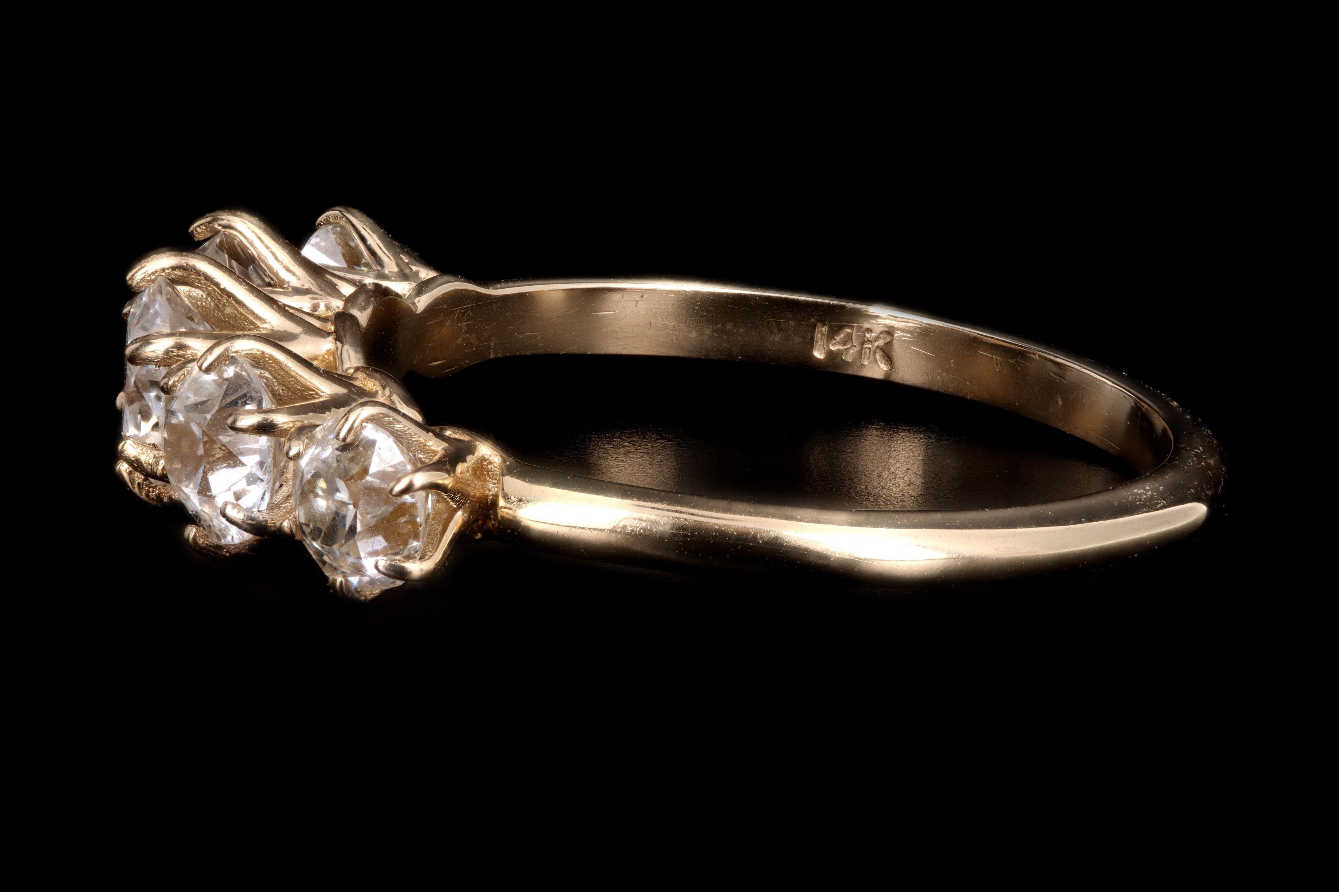 New 14K Yellow Gold 1.39 Carat Old European Cut Diamond 5 Stone Band - Queen May