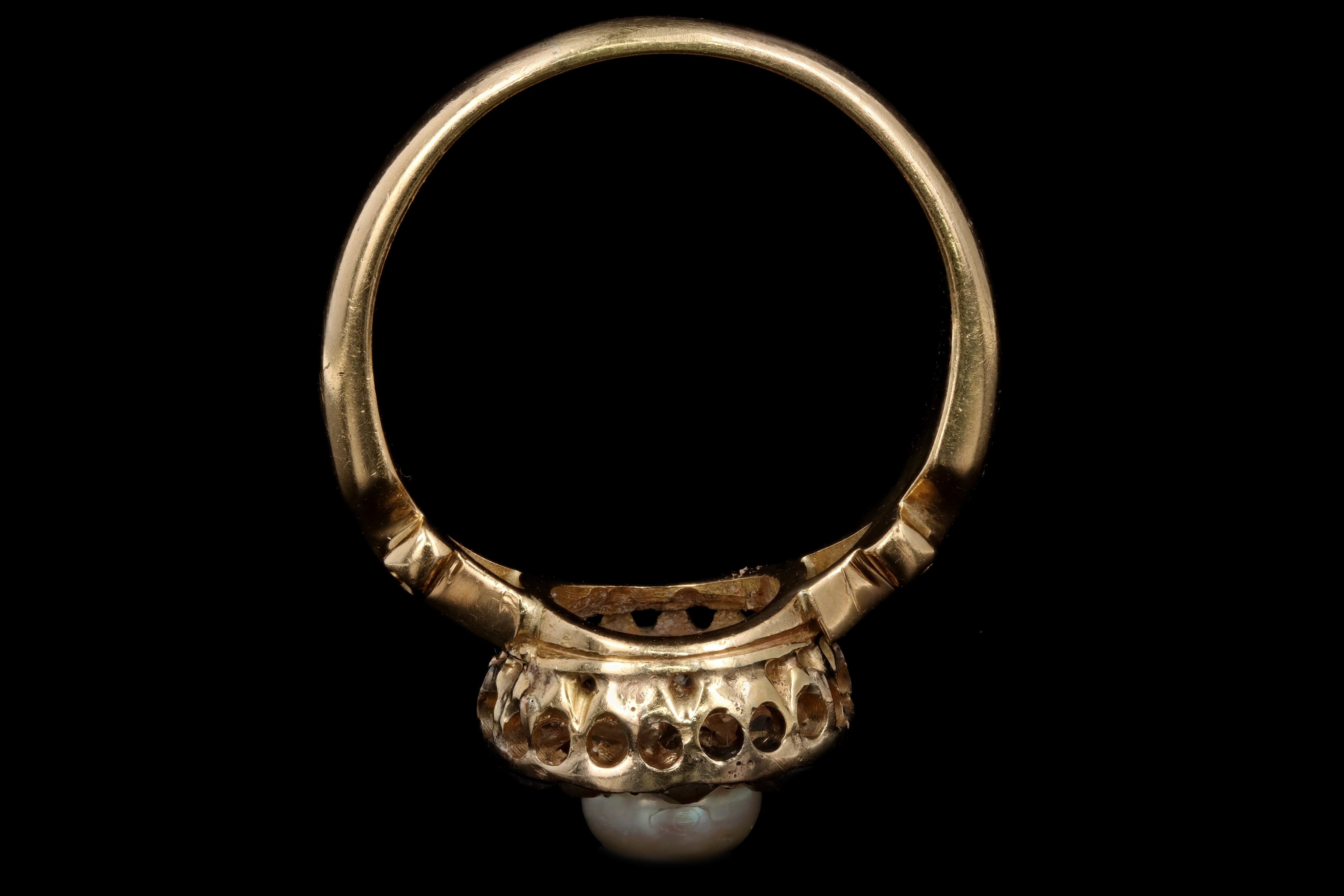 Victorian 5.5mm Pearl & Old Mine Cut Diamond Ring - Queen May