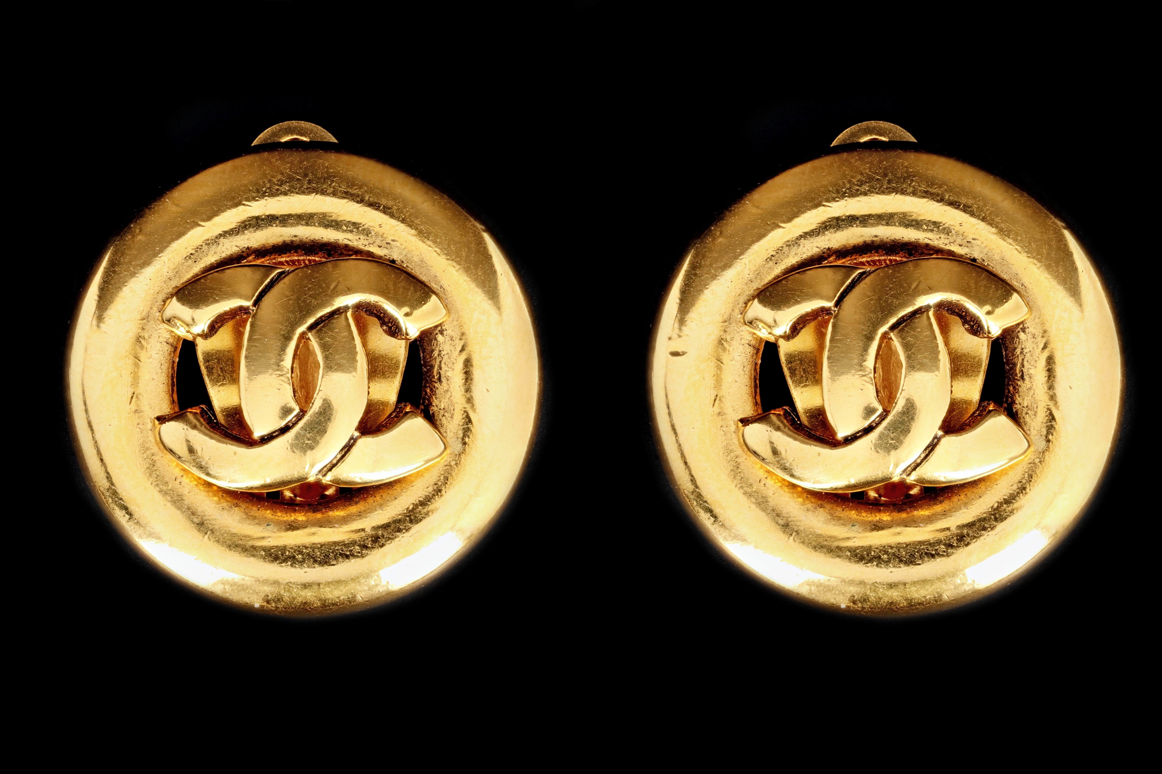 Vintage Chanel Logo Clip On Statement Earrings - Queen May