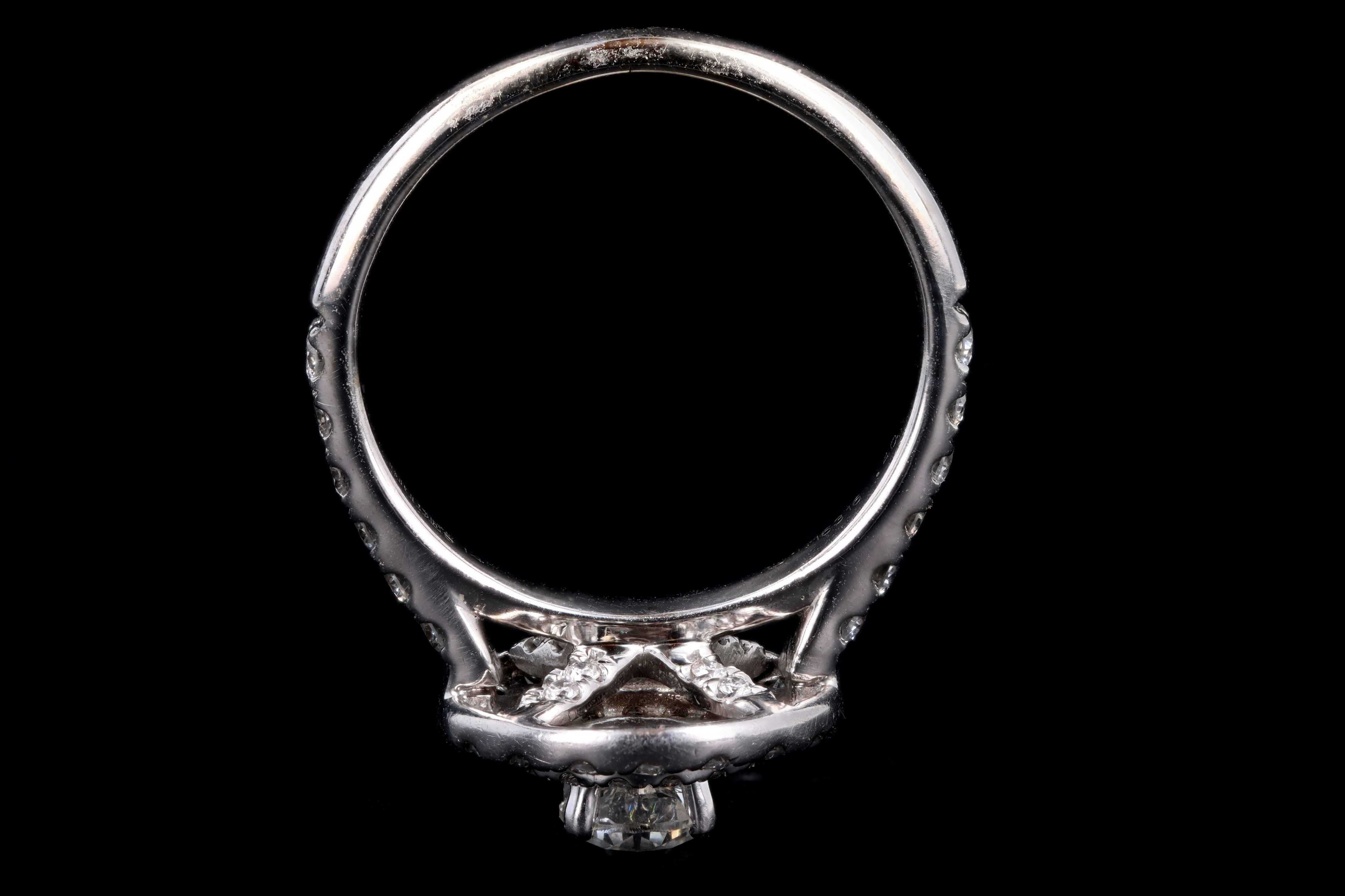 14K White Gold .35 Carat Round Brilliant Diamond Double Halo Engagement Ring - Queen May