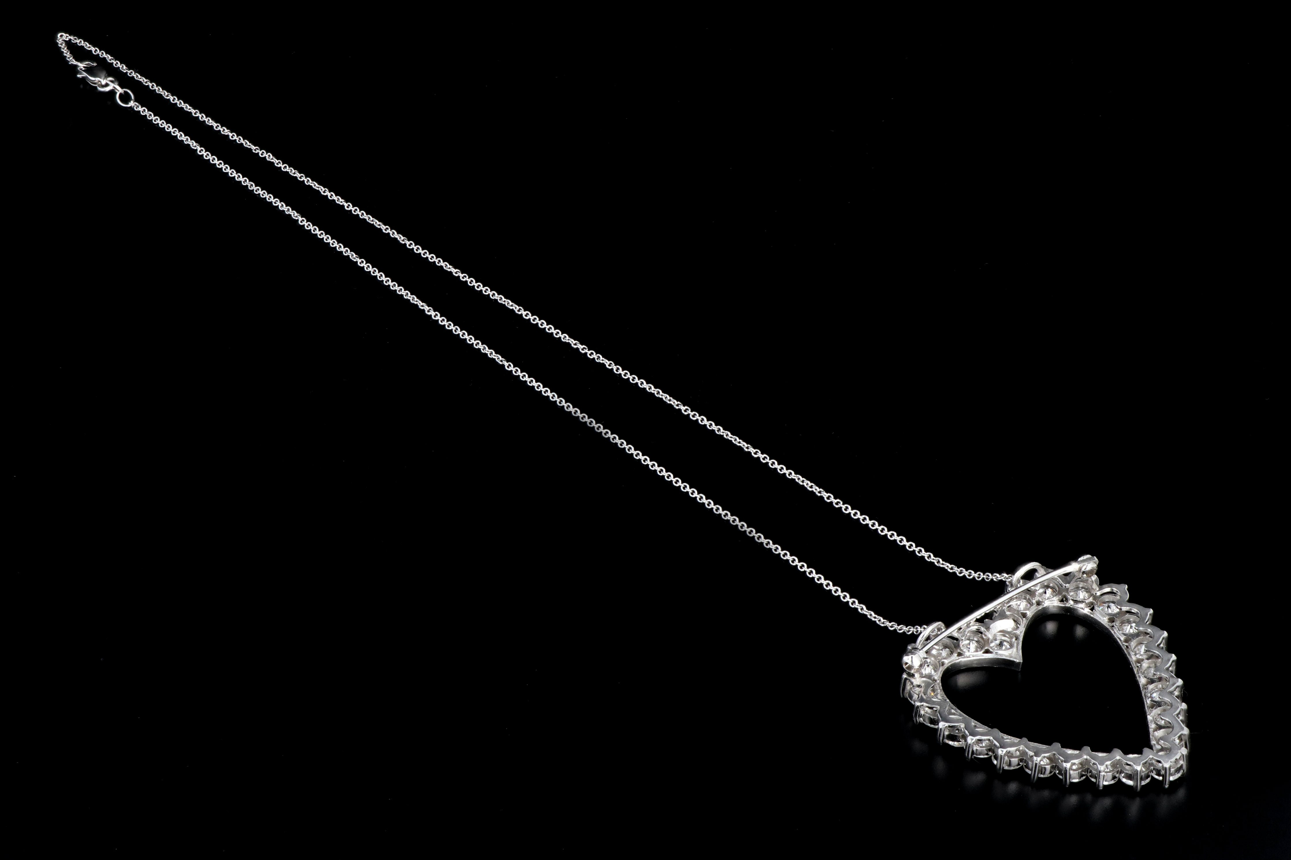 Modern Platinum 6.25CTW Diamond Heart Pendant With 18K Chain - Queen May