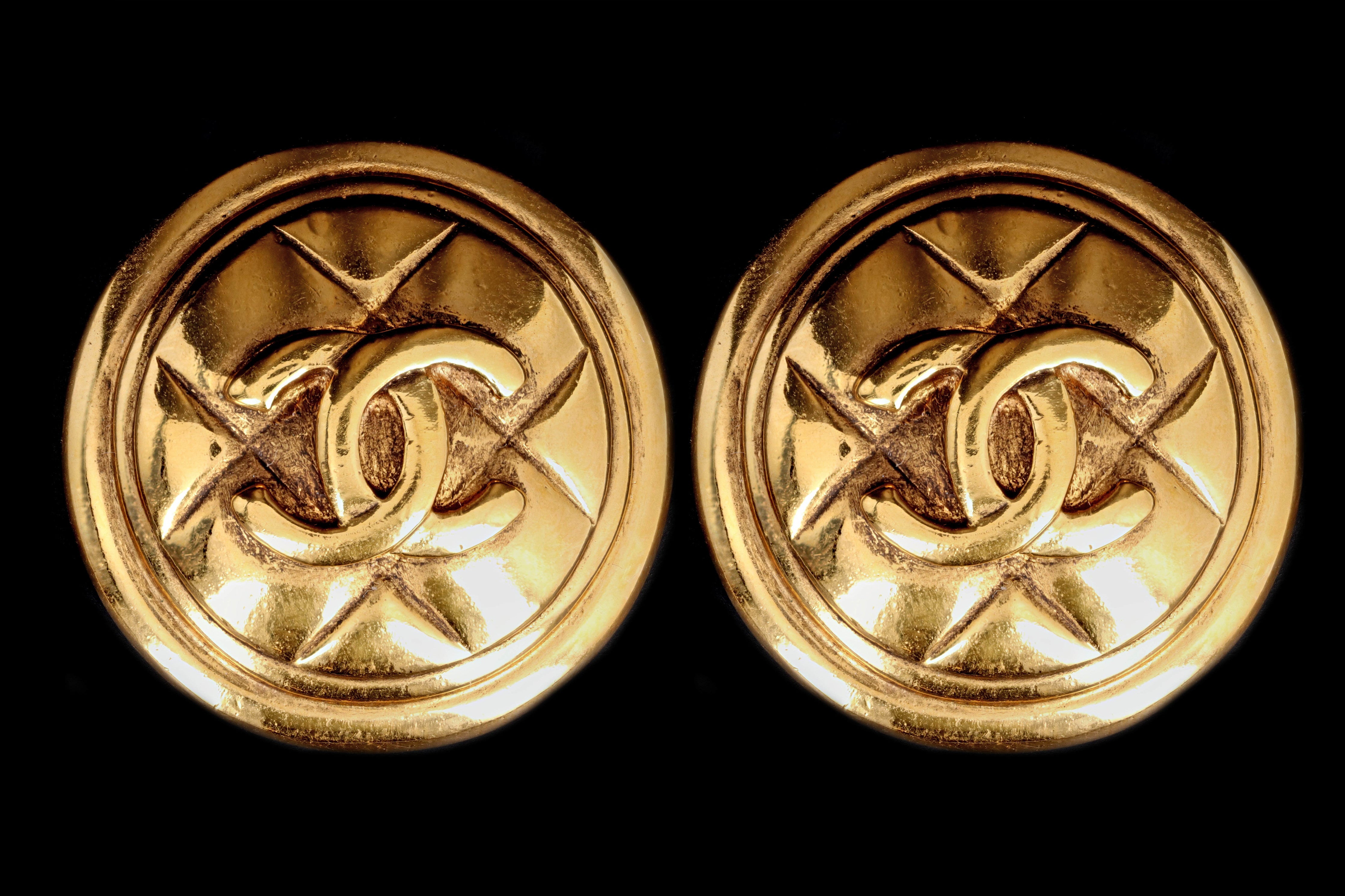 Vintage Chanel Logo Clip On Statement Earrings - Queen May