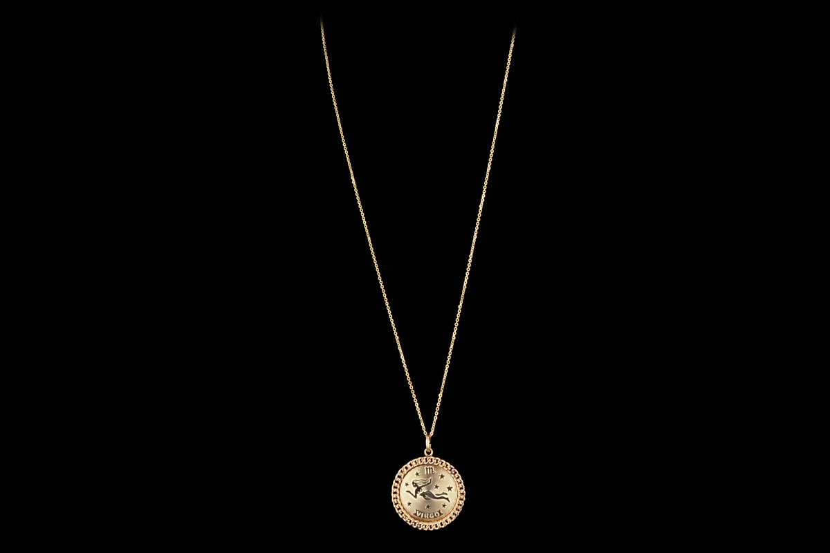 Modern 14K Yellow Gold Virgo Pendant Necklace - Queen May