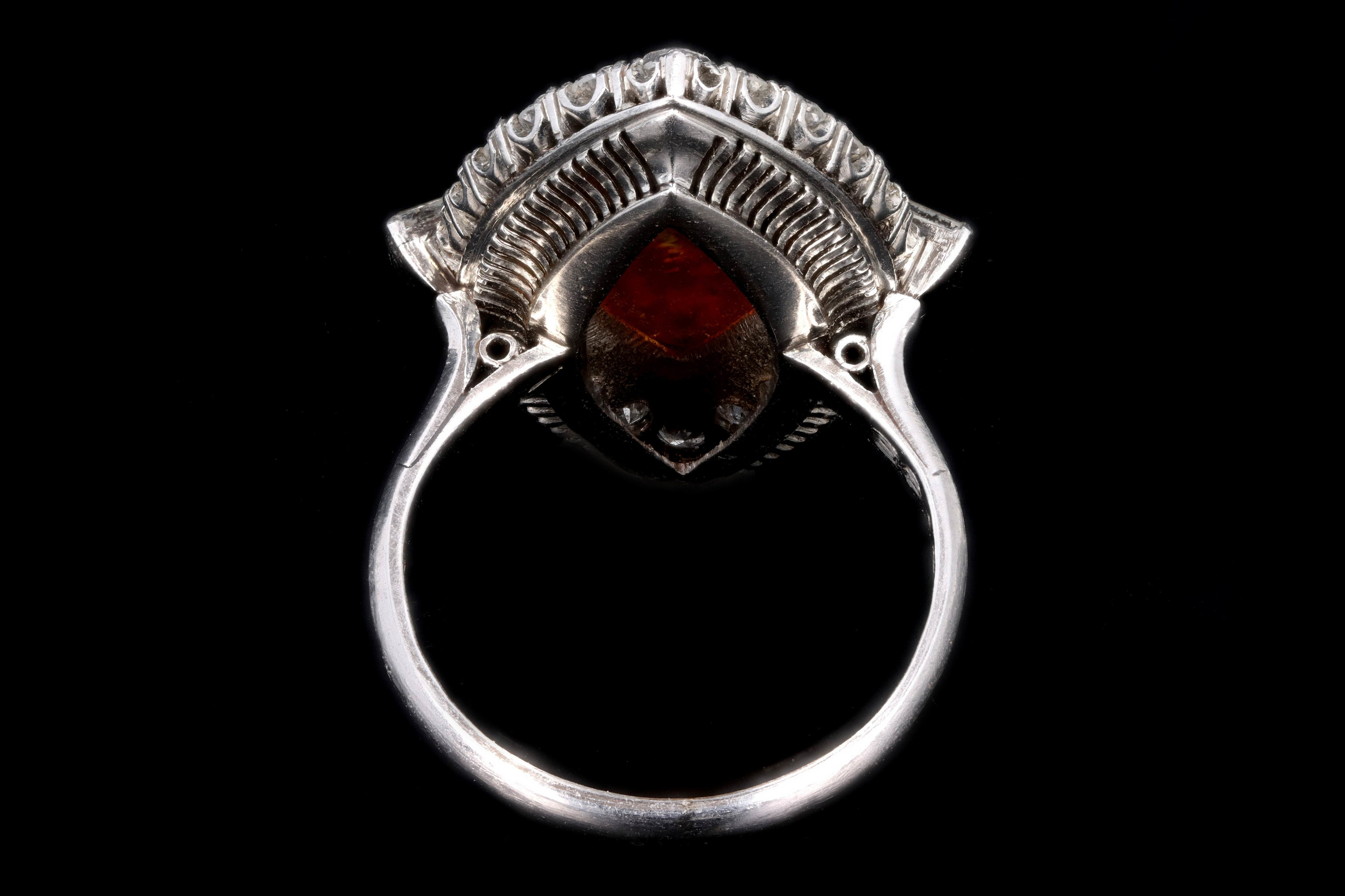 Retro Platinum 2.74 Carat Mexican Opal & Diamond Ring - Queen May