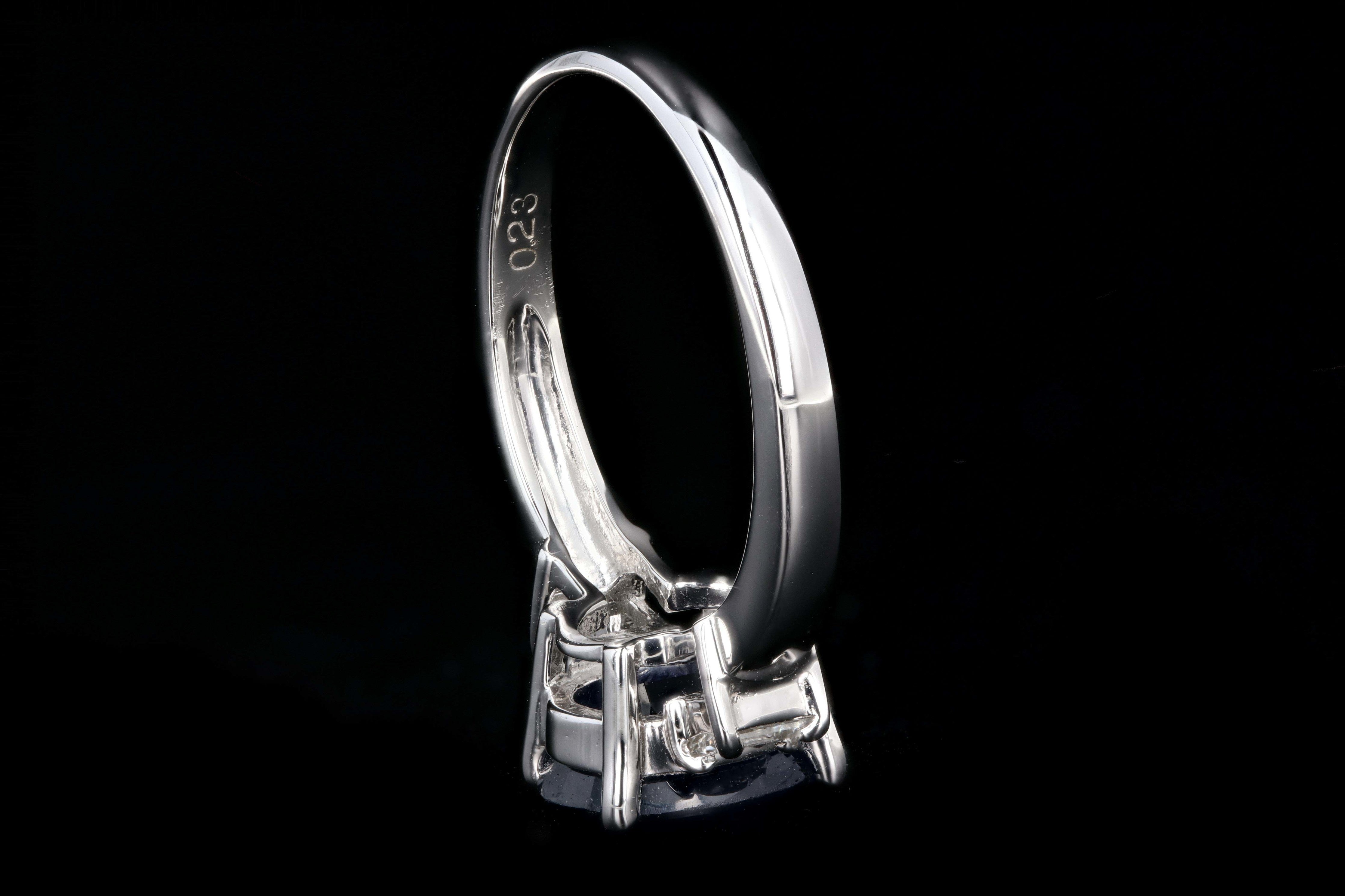 Retro Platinum 2.15 Carat Thailand Natural Royal Blue Sapphire and Diamond Ring - Queen May