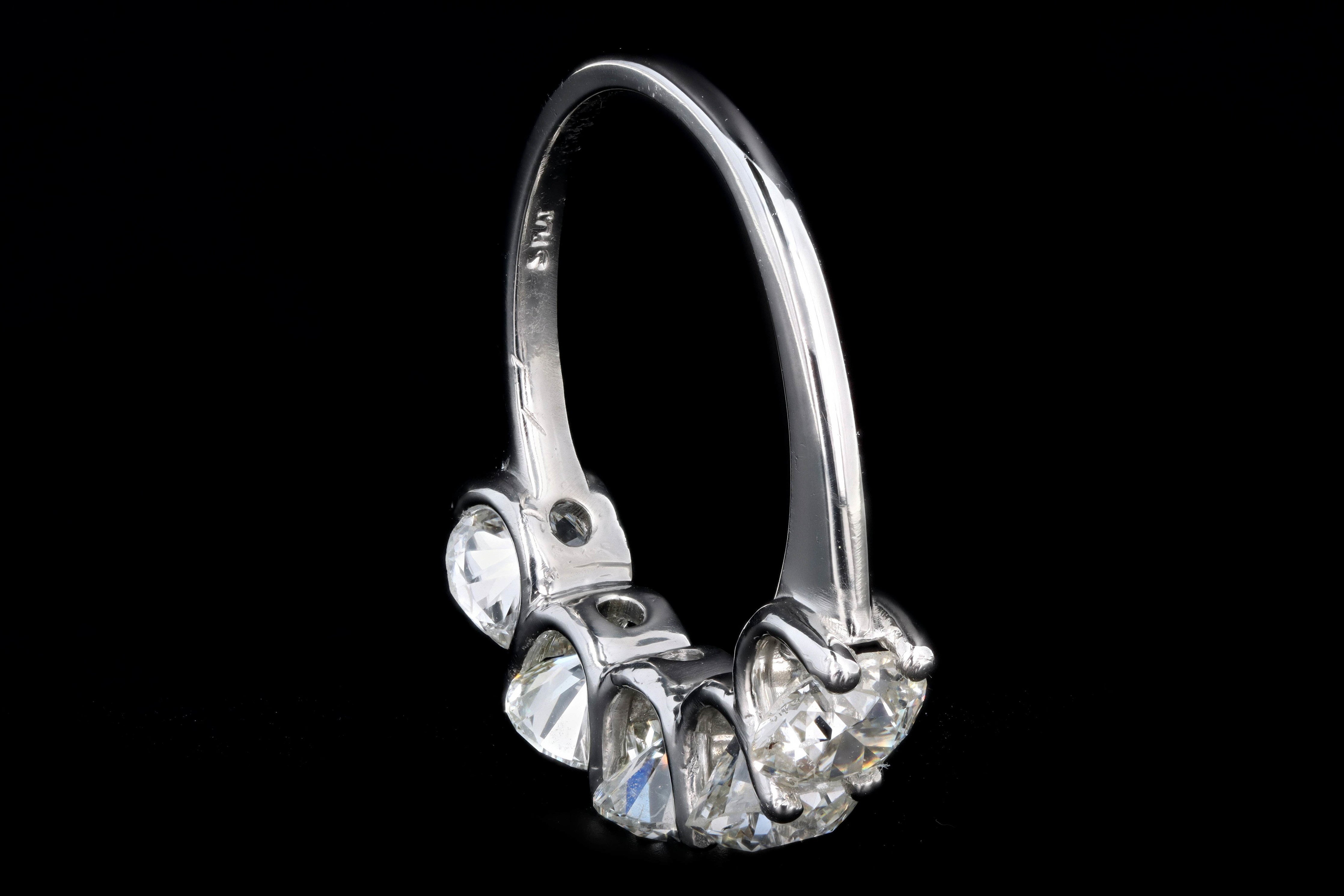 New Platinum 3.80 Carat Round Brilliant Cut Diamond 5 Stone Ring - Queen May