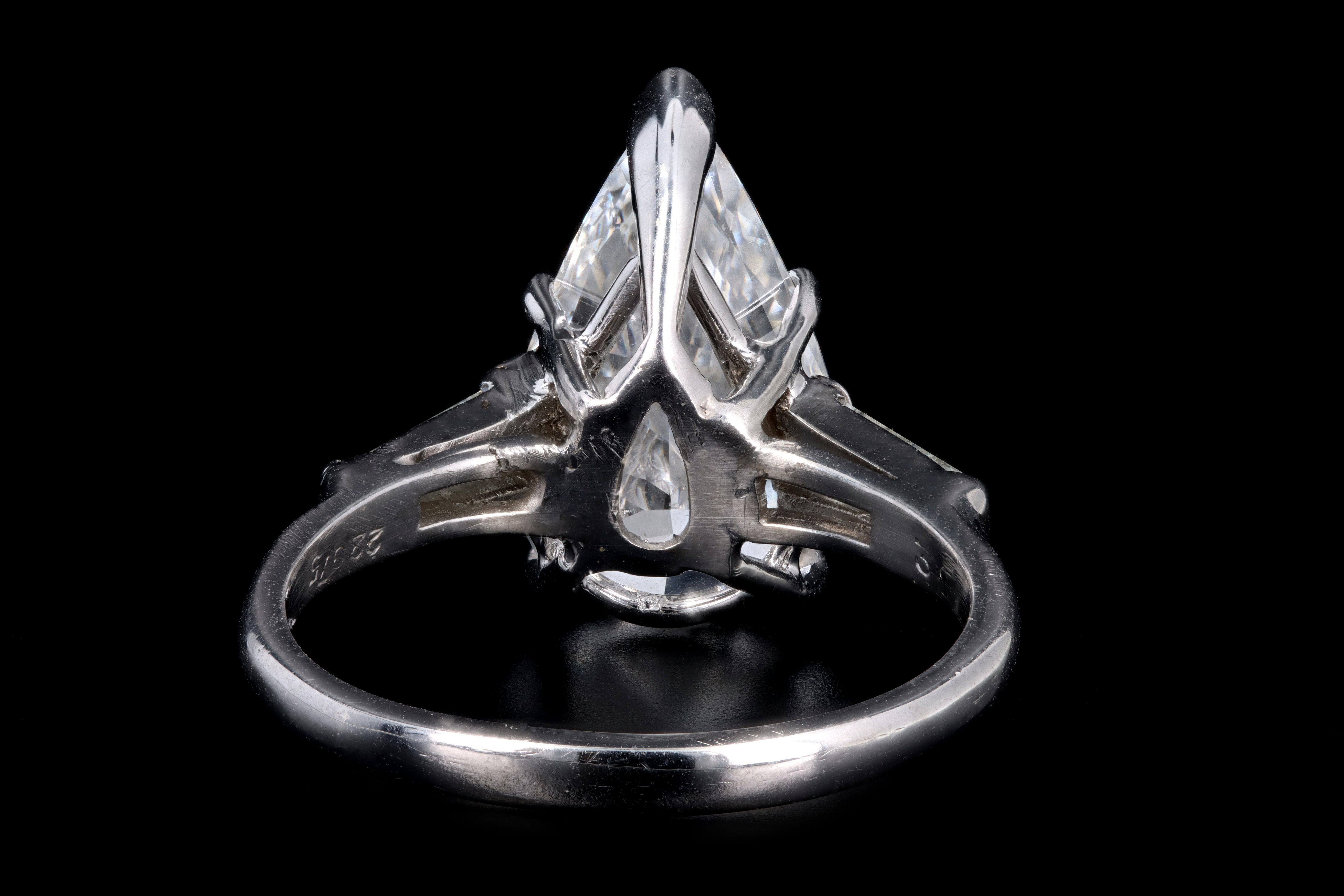New Platinum 3.68 CTR Pear Cut Diamond Engagement Ring GIA Certified - Queen May