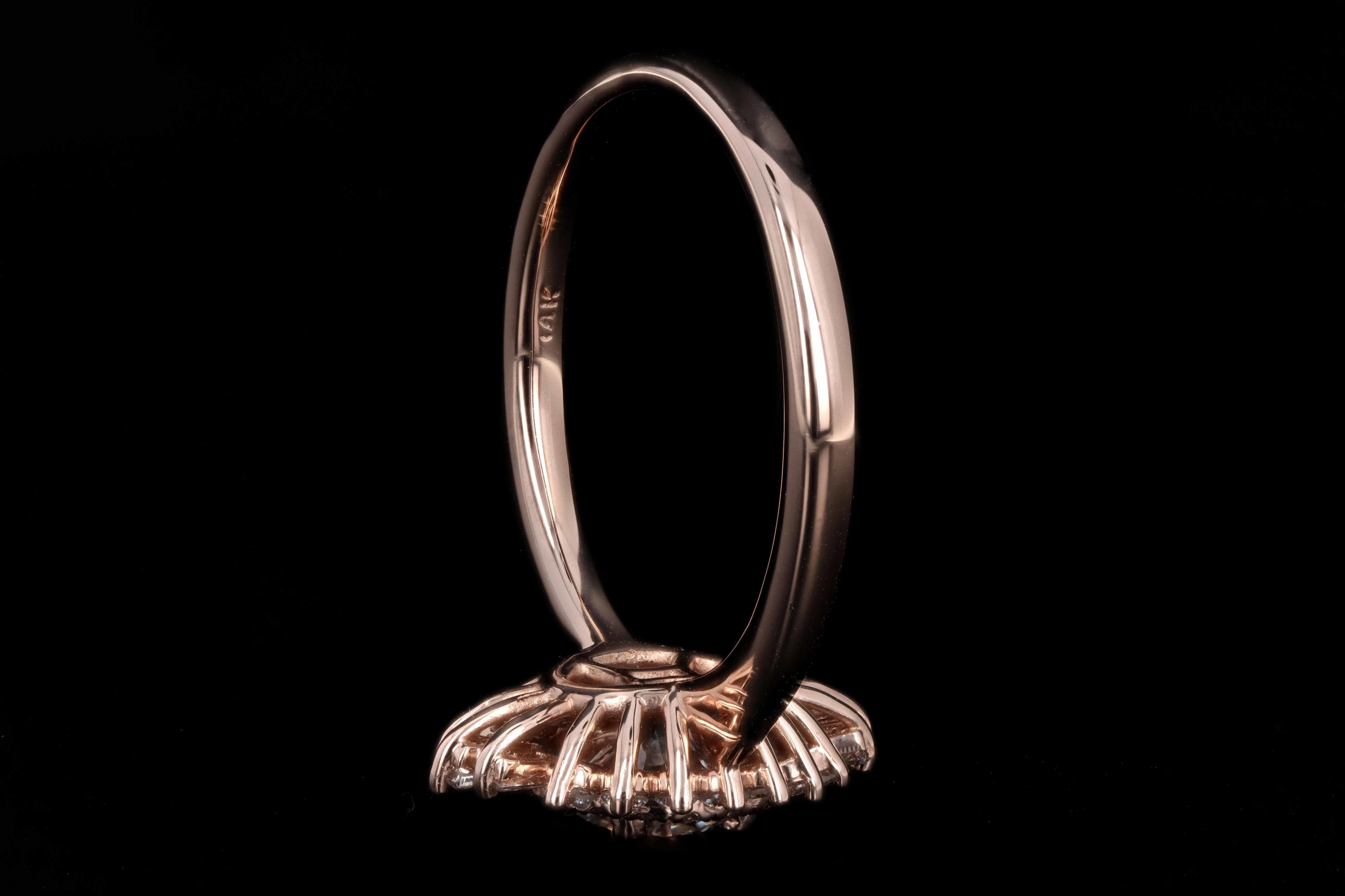 New 14K Rose Gold .69 Carat Round Brilliant Cut Diamond Engagement Ring - Queen May