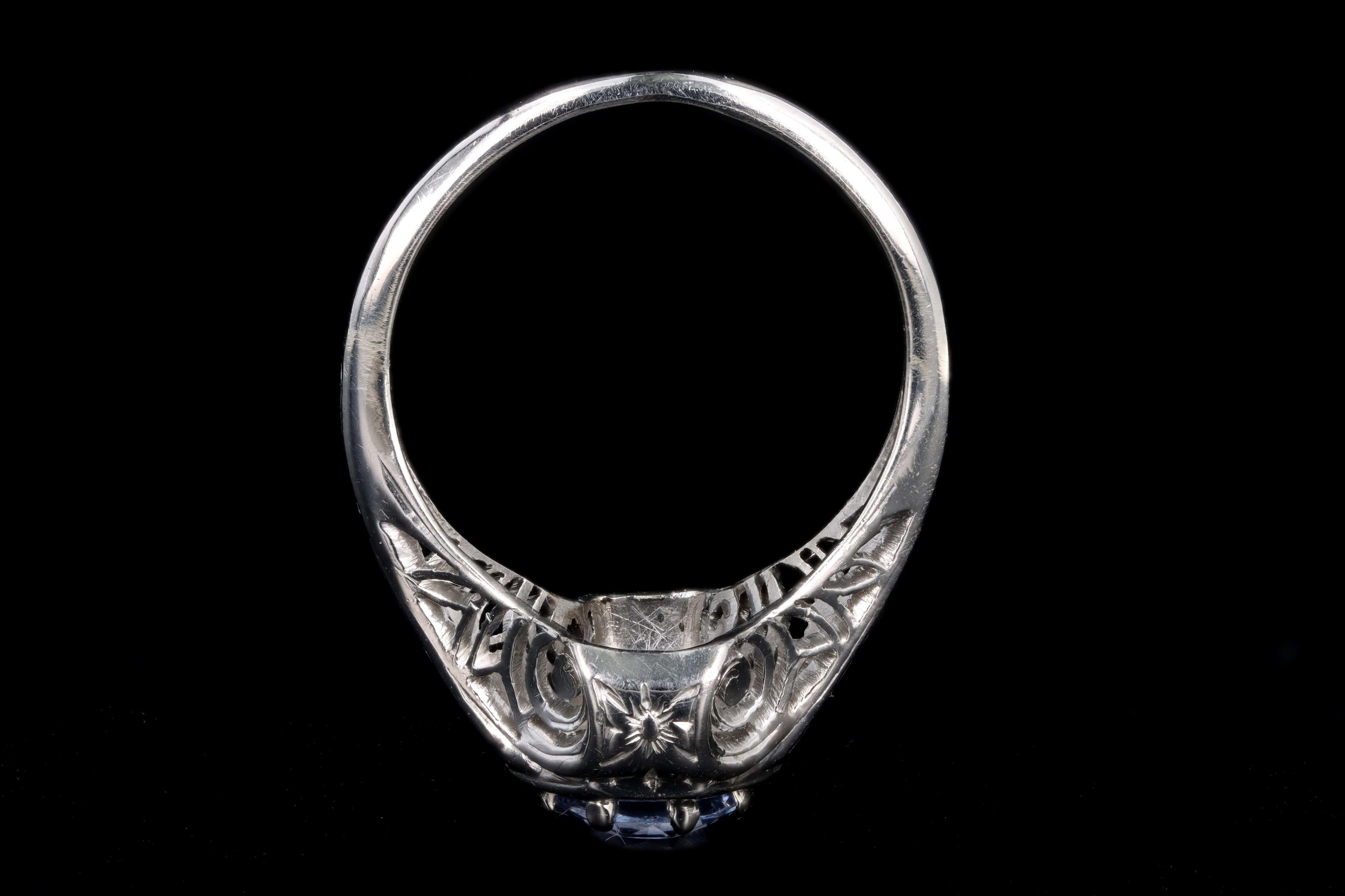 Art Deco Platinum 1.26 Carat Natural Sapphire Ring - Queen May