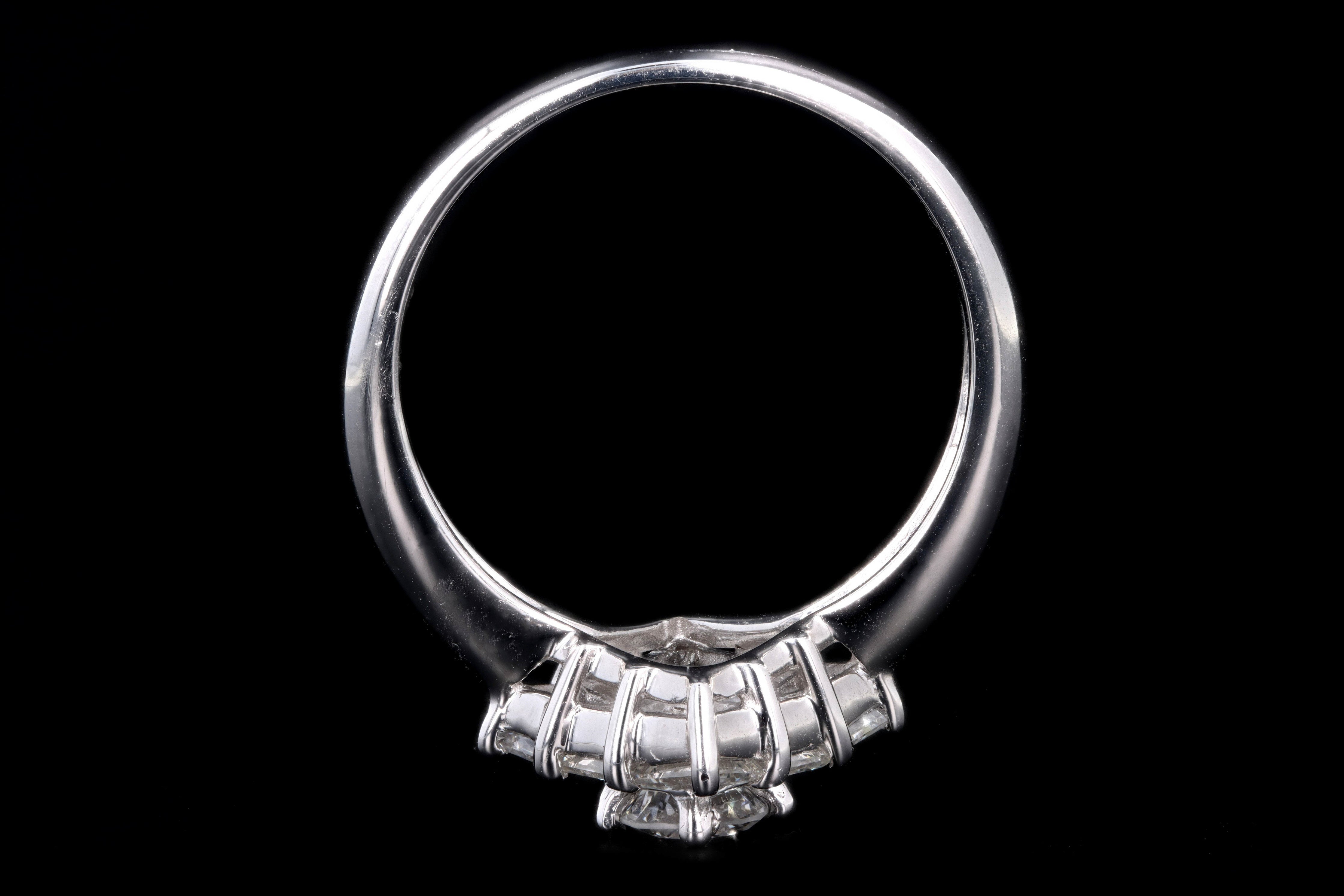 Modern Platinum .31 Carat Round Brilliant & Asscher Cut Diamond Ring - Queen May
