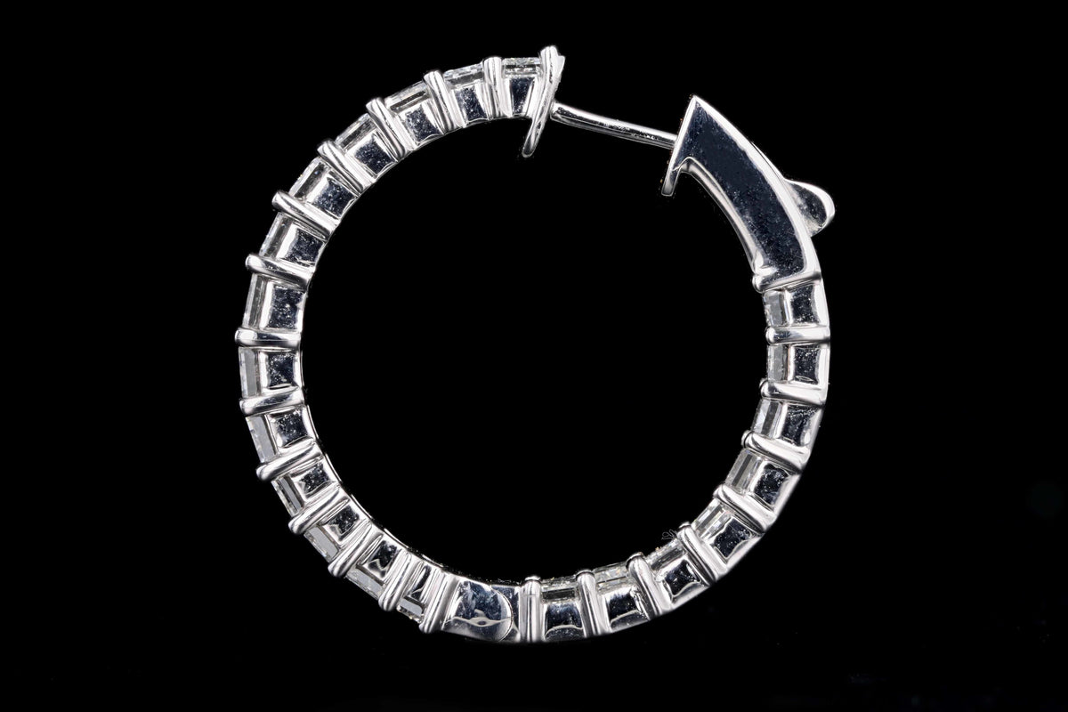 18K White Gold 5.11 Carat Total Weight Baguette Diamond Inside Out Hoop Earrings - Queen May