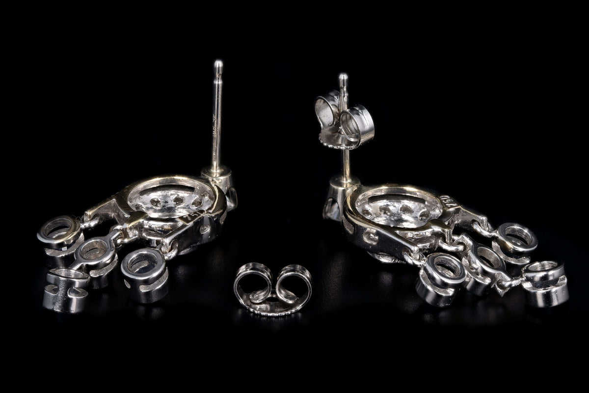18K White Gold Sapphire & Diamond Drop Earrings - Queen May