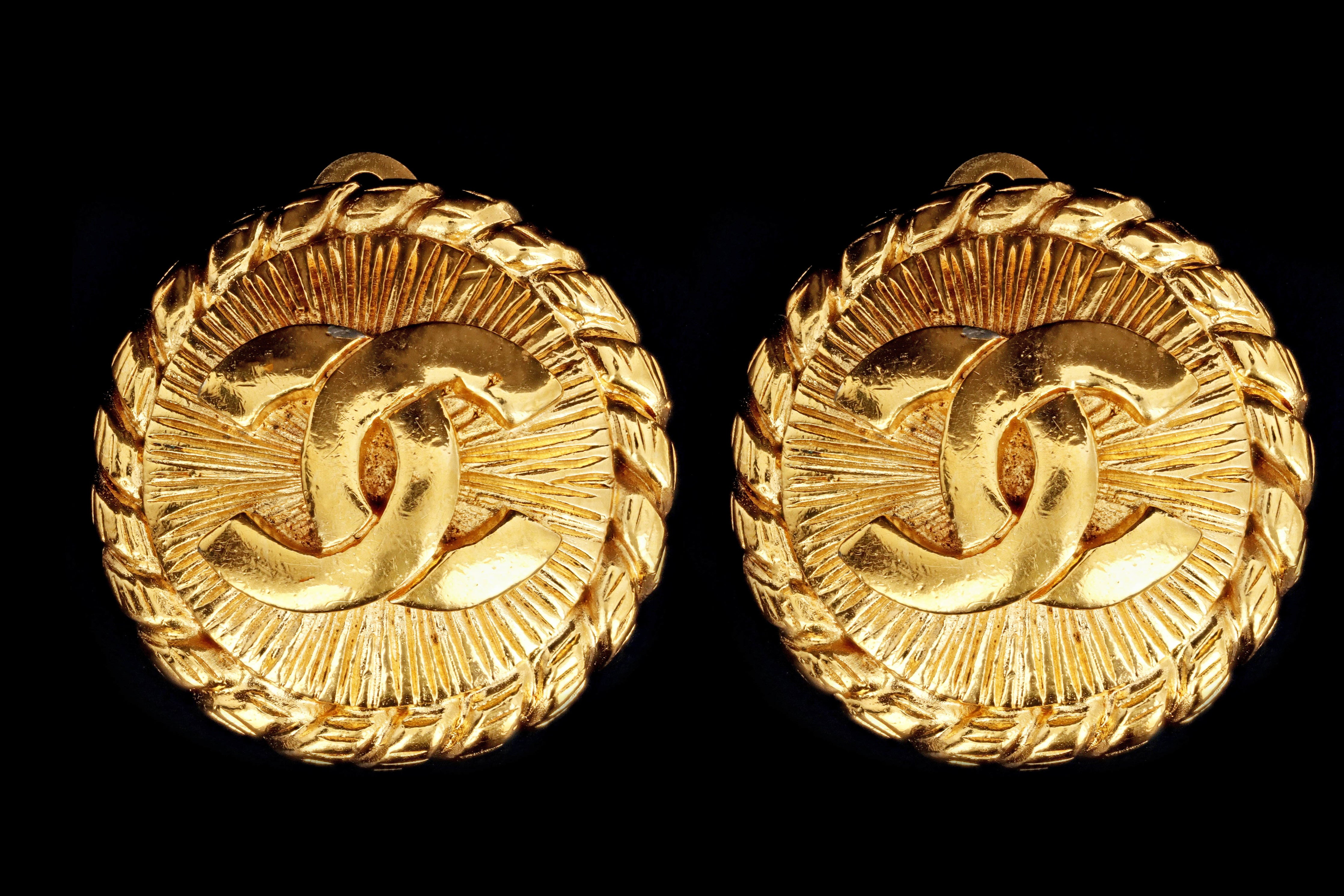 Vintage Chanel Logo Clip On Statement Earrings - Queen May