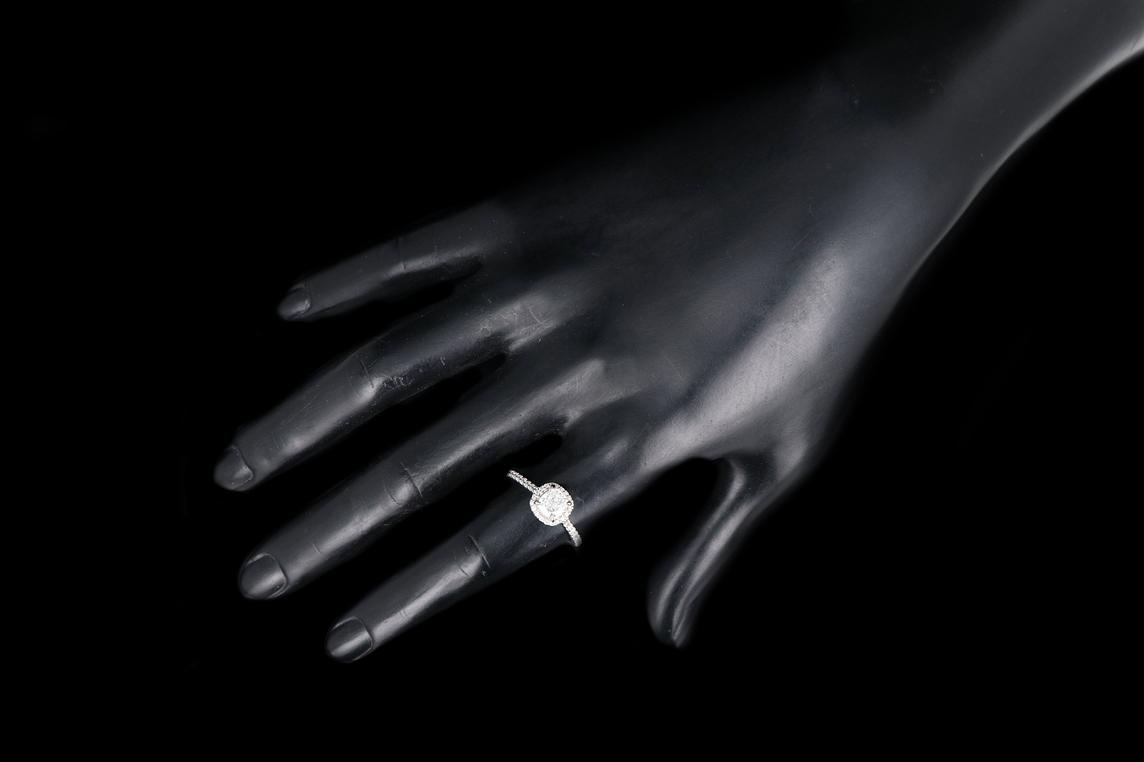 14K White Gold 1.01 Carat Cushion Cut Diamond Engagement Ring GIA Certified - Queen May