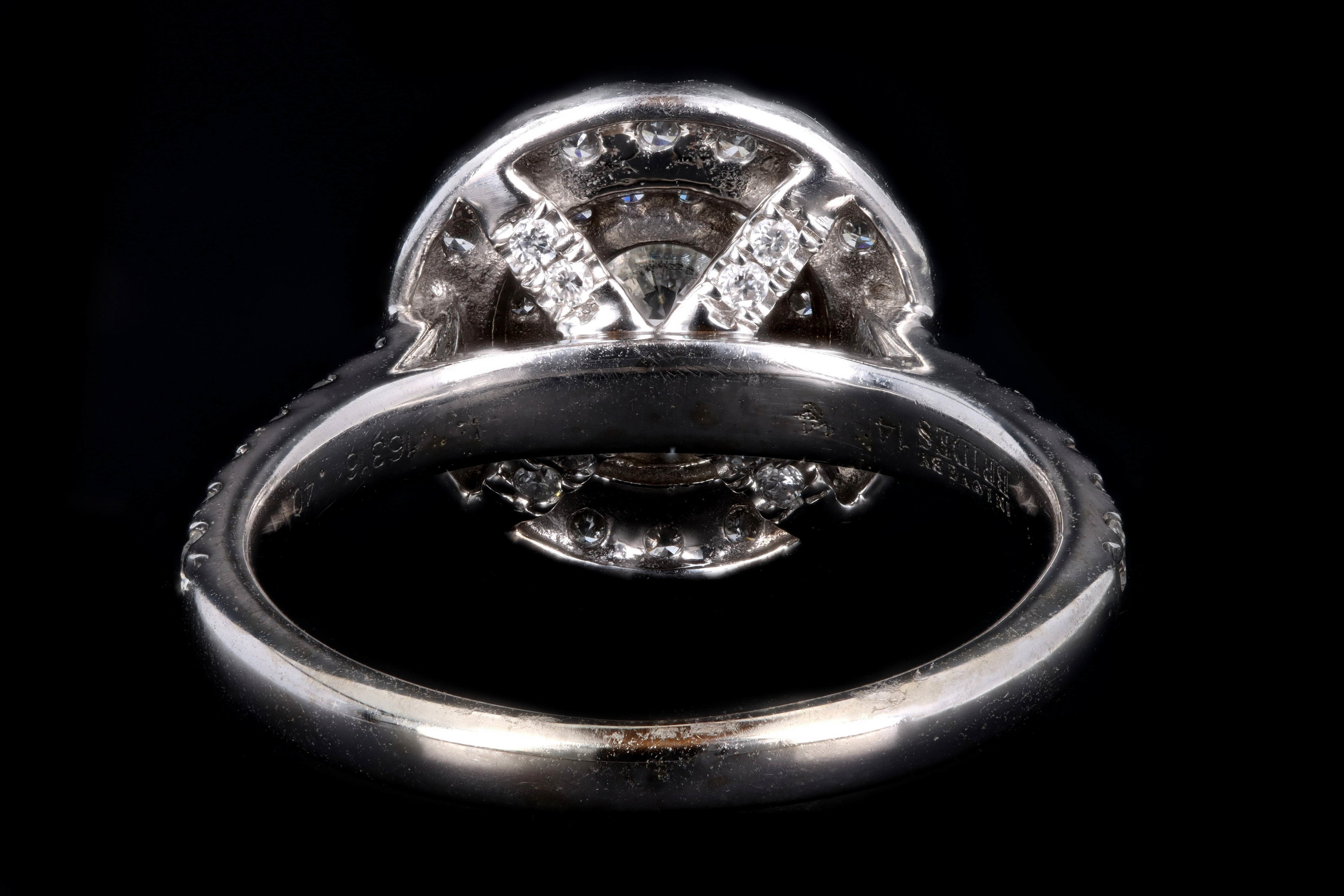 14K White Gold .35 Carat Round Brilliant Diamond Double Halo Engagement Ring - Queen May