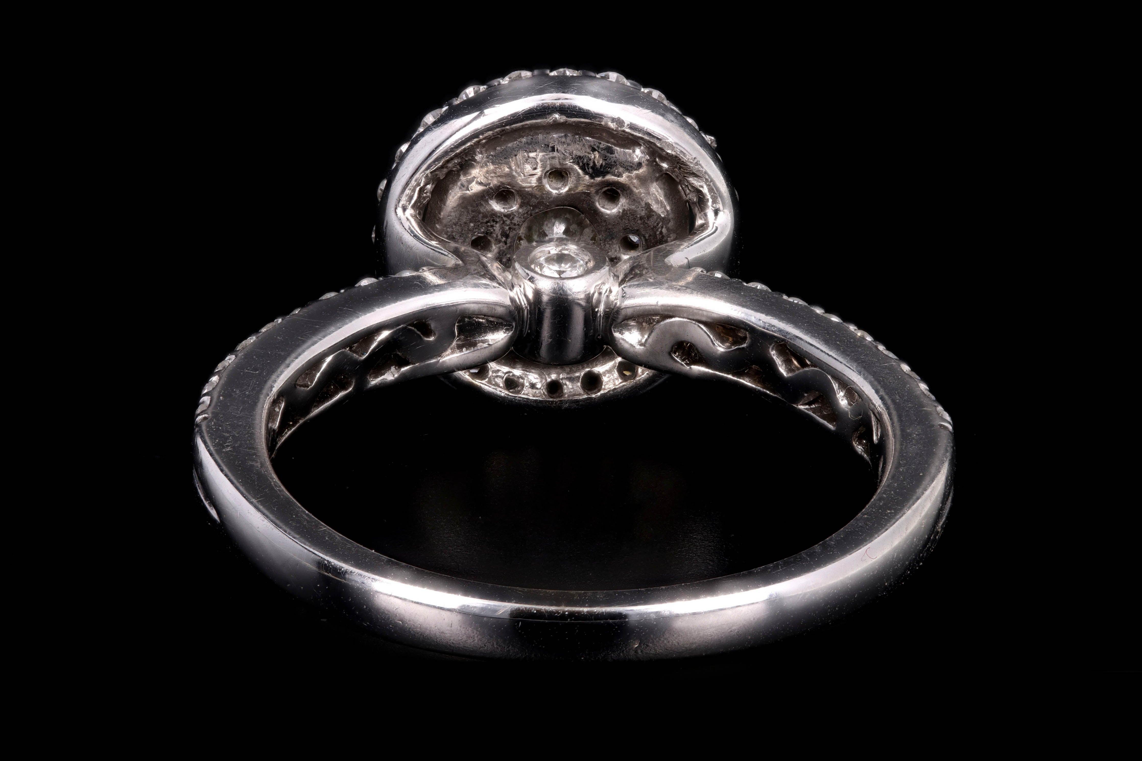 Modern 14K White Gold .25 Carat Round Brilliant Cut Diamond Halo Engagement Ring - Queen May