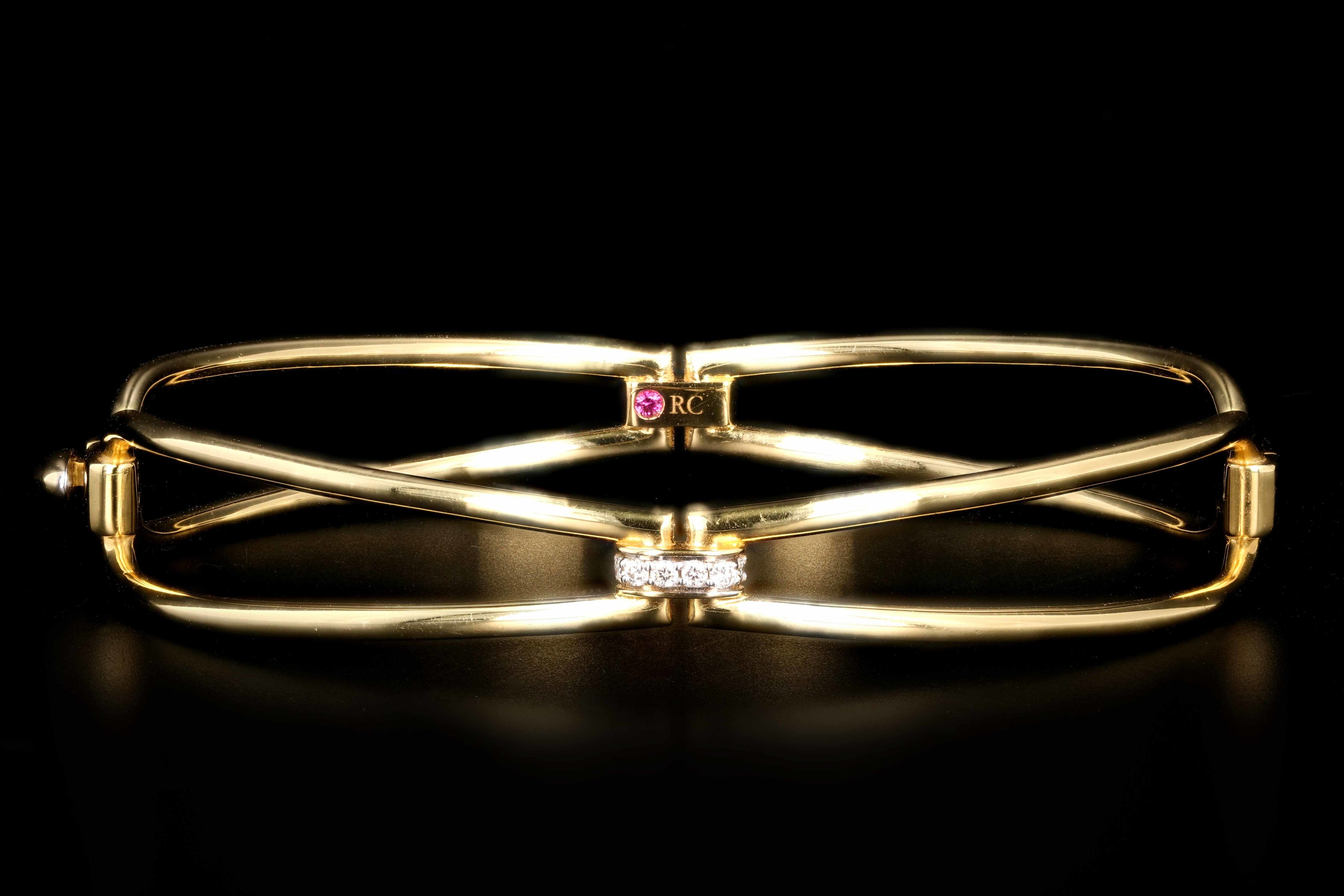 Roberto Coin 18K Yellow Gold Classic Parisienne Diamond Bangle - Queen May