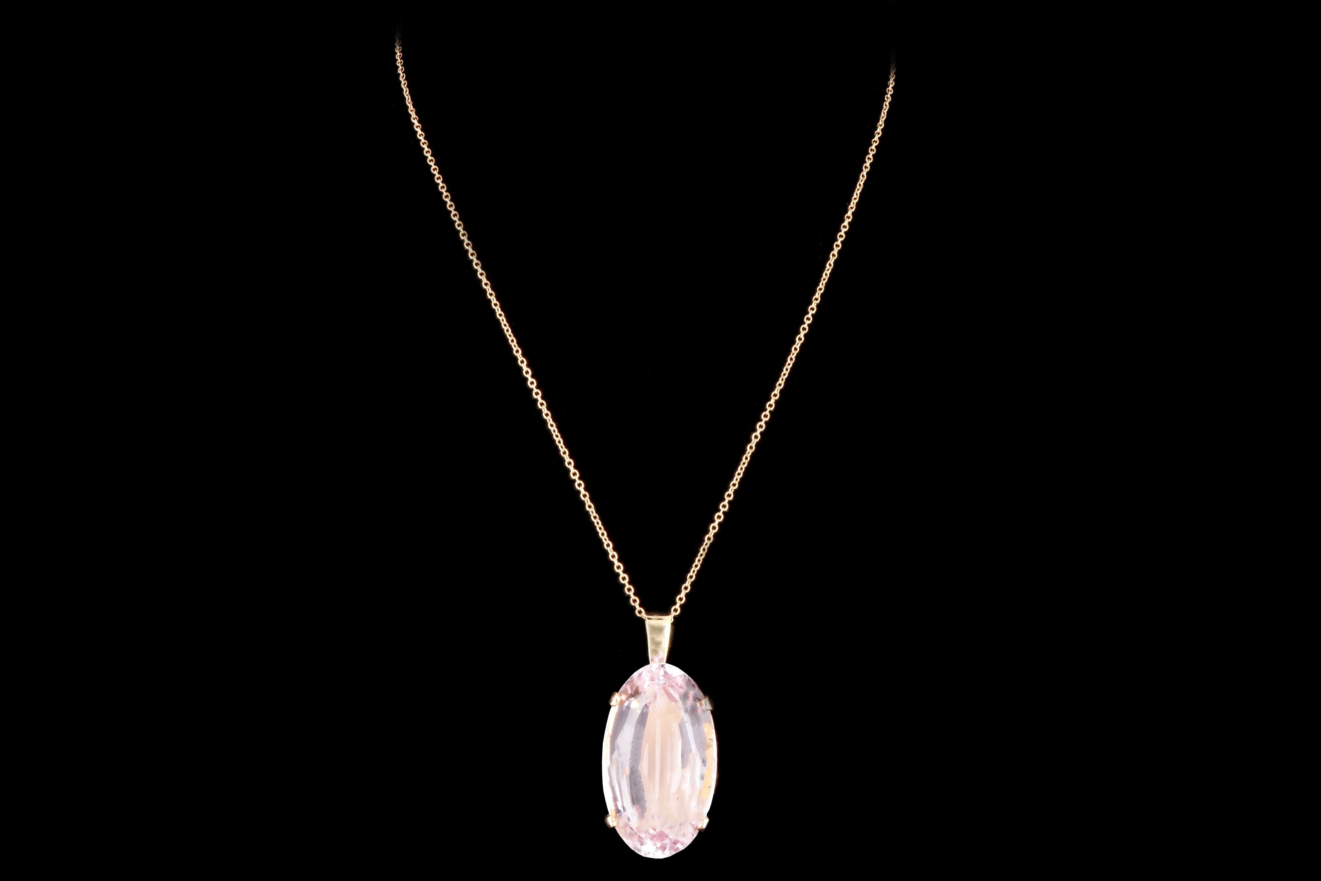 Modern 18K Yellow Gold 69.32 Carat Morganite Pendant GIA Certification - Queen May