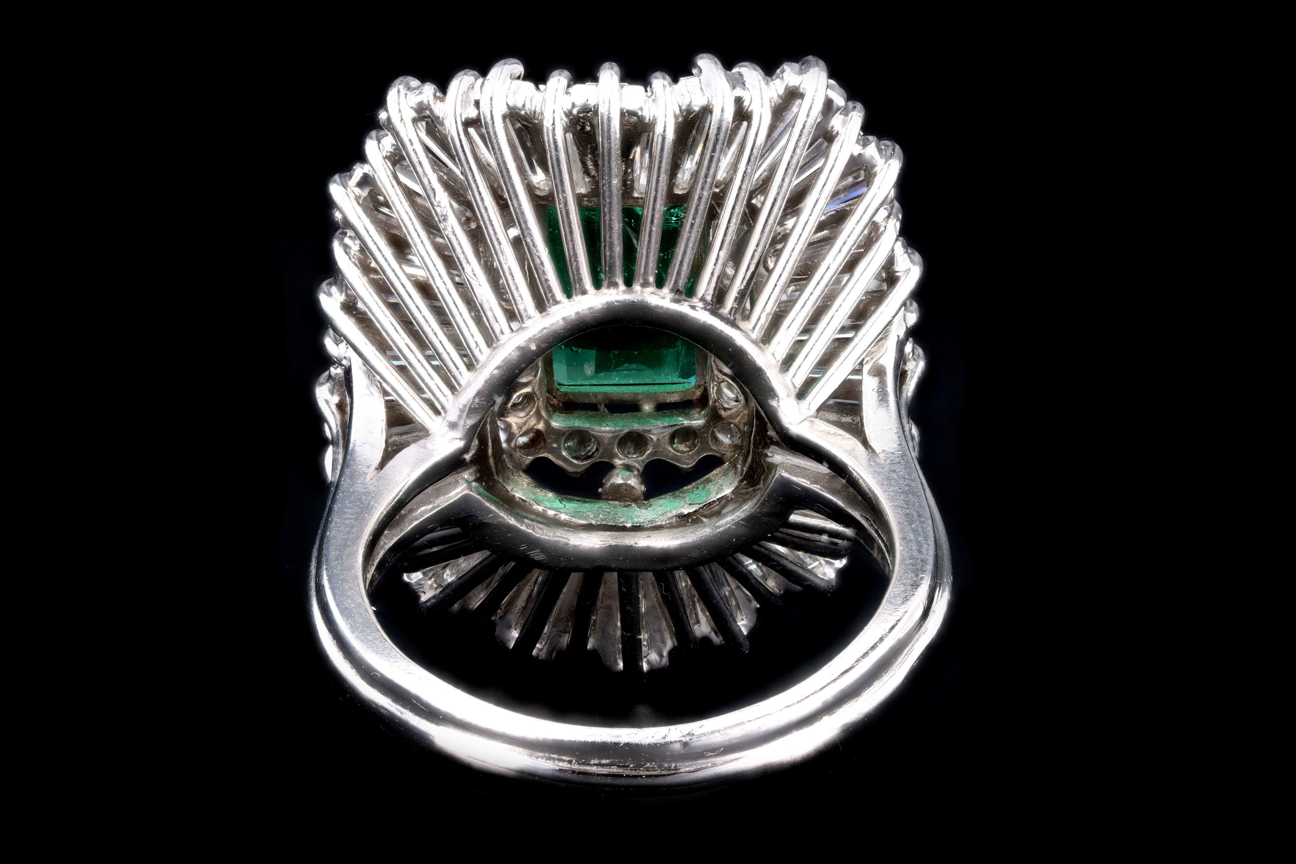 Retro Platinum 2.29 Carat Colombian Emerald & Diamond Ring GIA Certified - Queen May