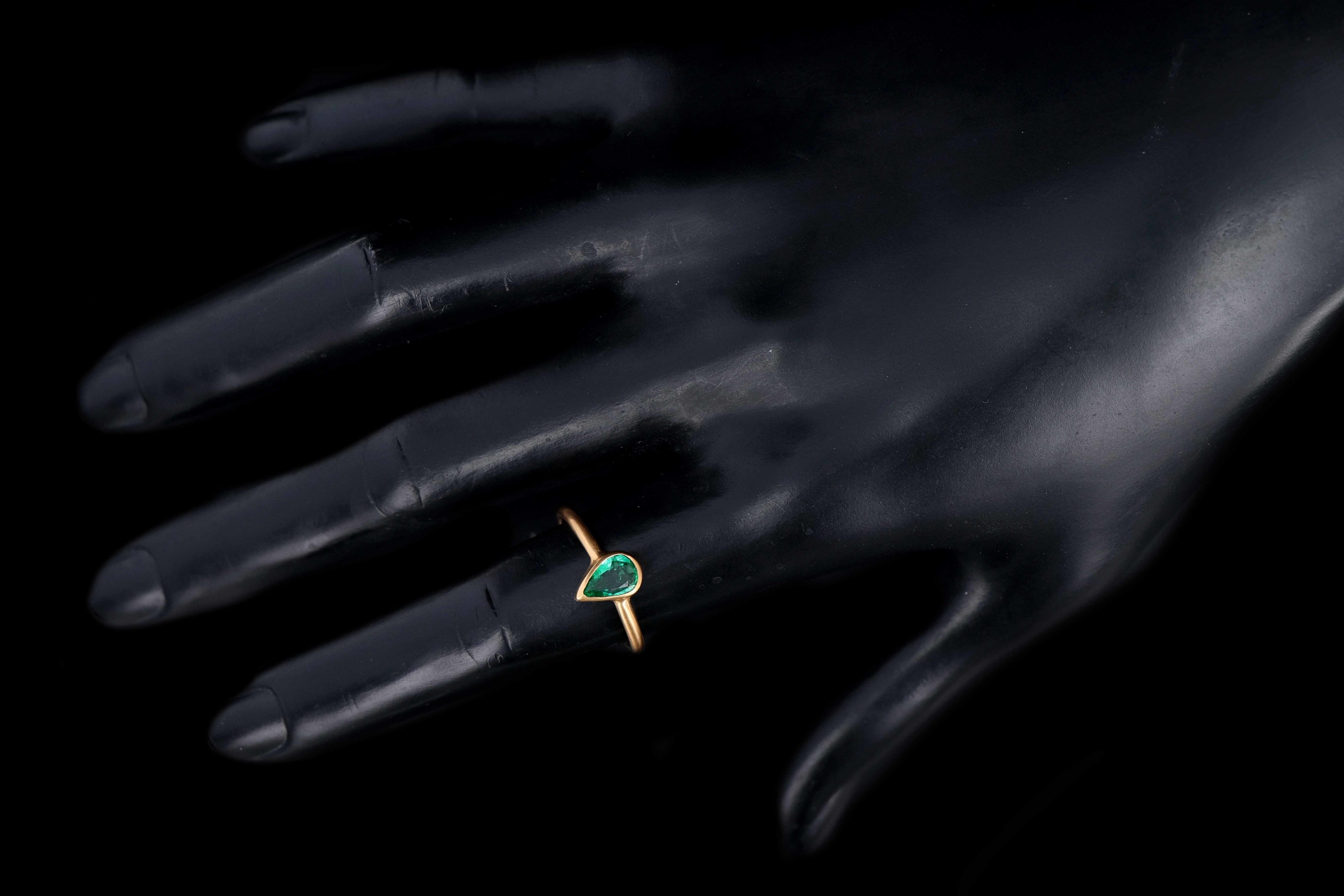Modern New Hand Made 22K Yellow Gold .50 Carat Emerald Ring - Queen May