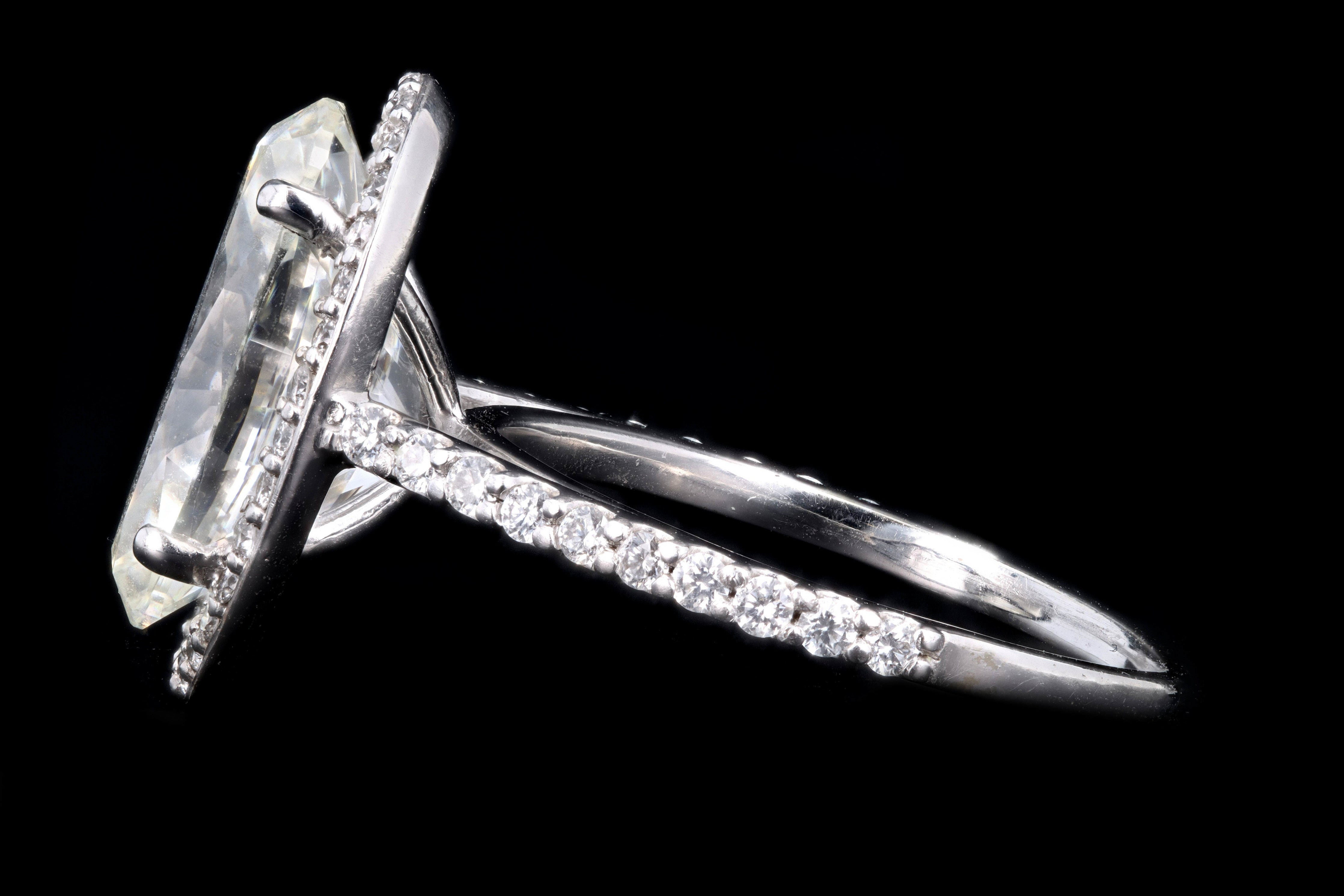 New 14K White Gold 4.01 Carat Oval Cut Diamond Halo Engagement Ring GIA Certified - Queen May