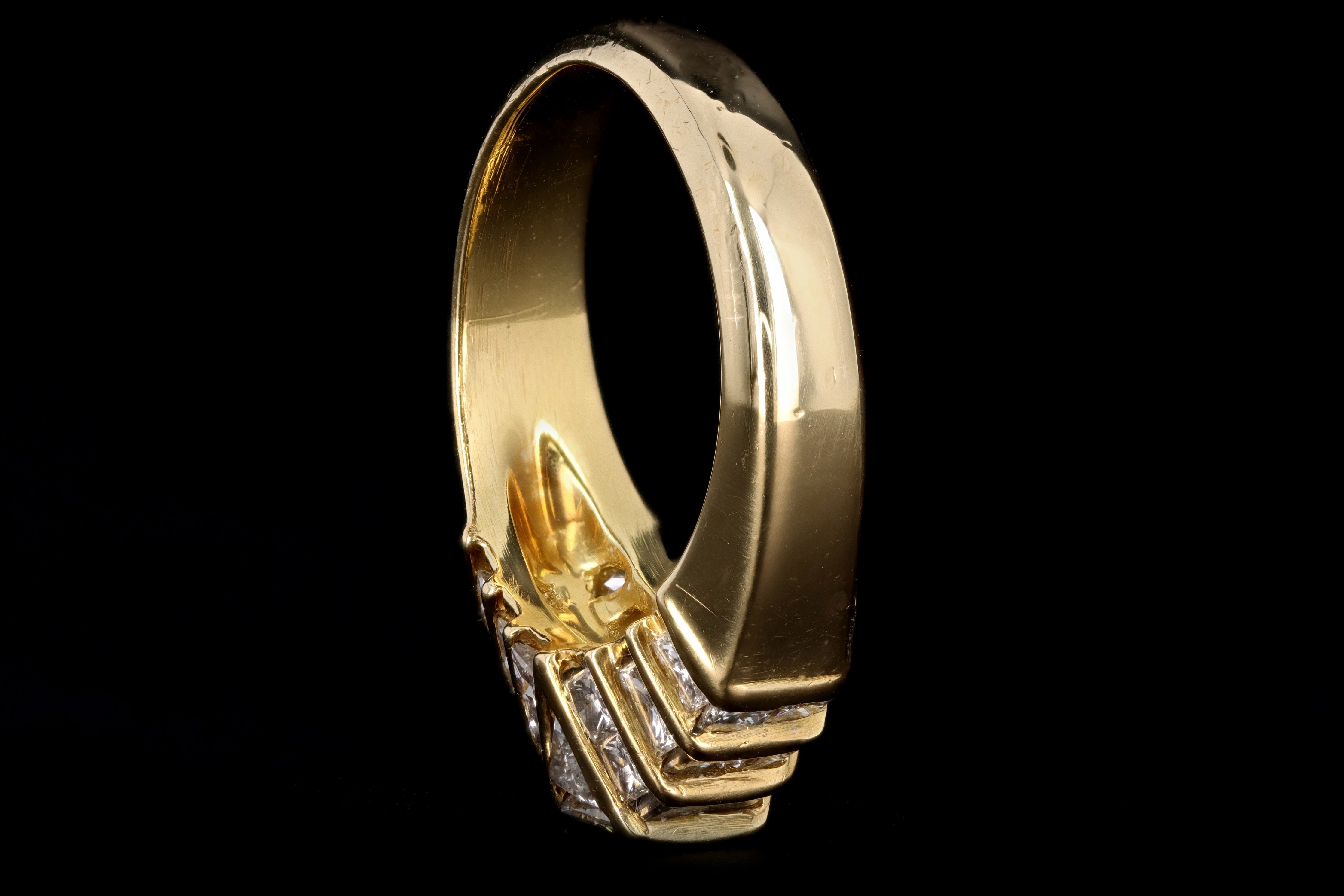 Retro 18K Yellow Gold .50 Carat Princess Cut Diamond Ring - Queen May