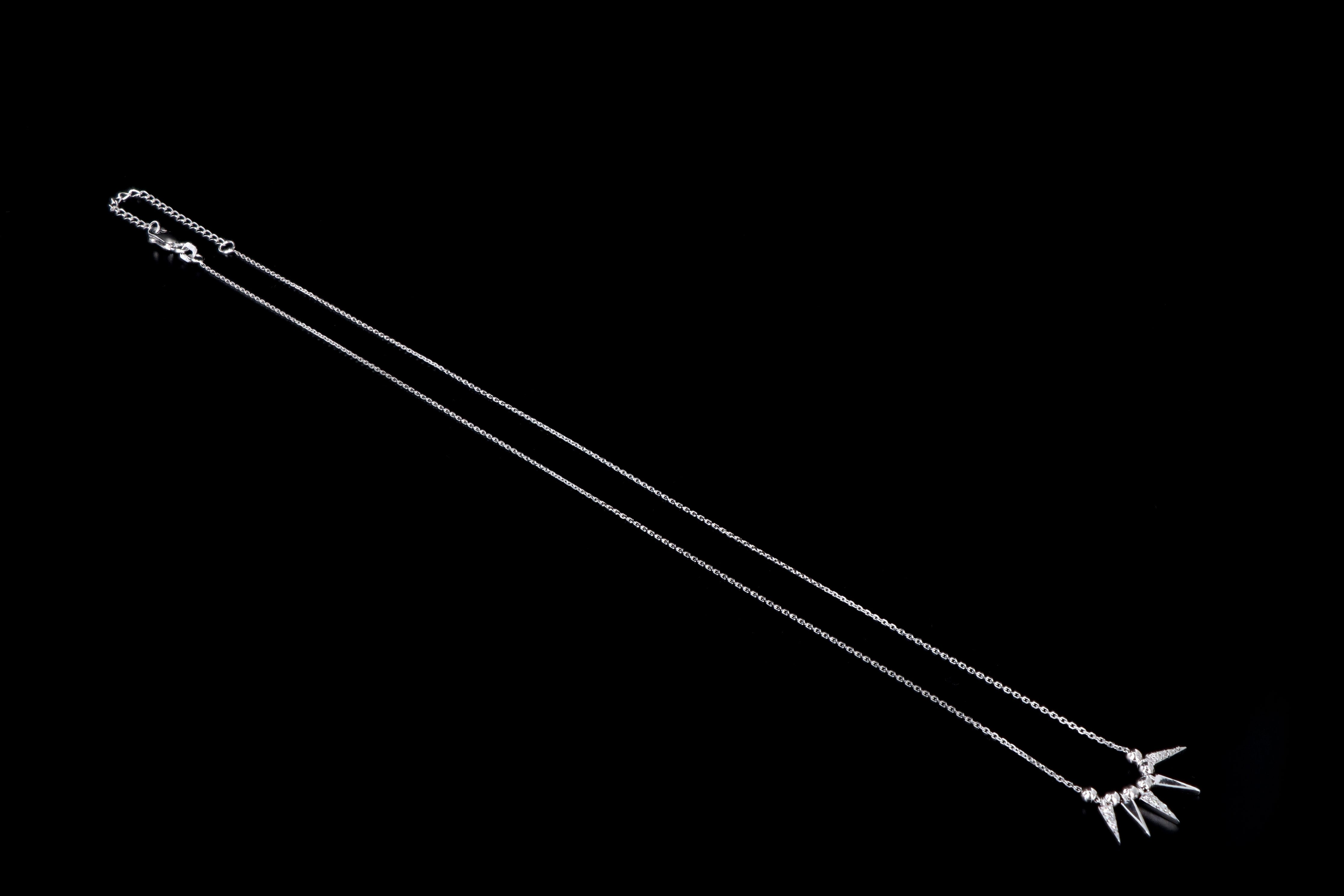 New 14K Gold Diamond Bead and Spike Necklace Adjustable 16-18 inches - Queen May