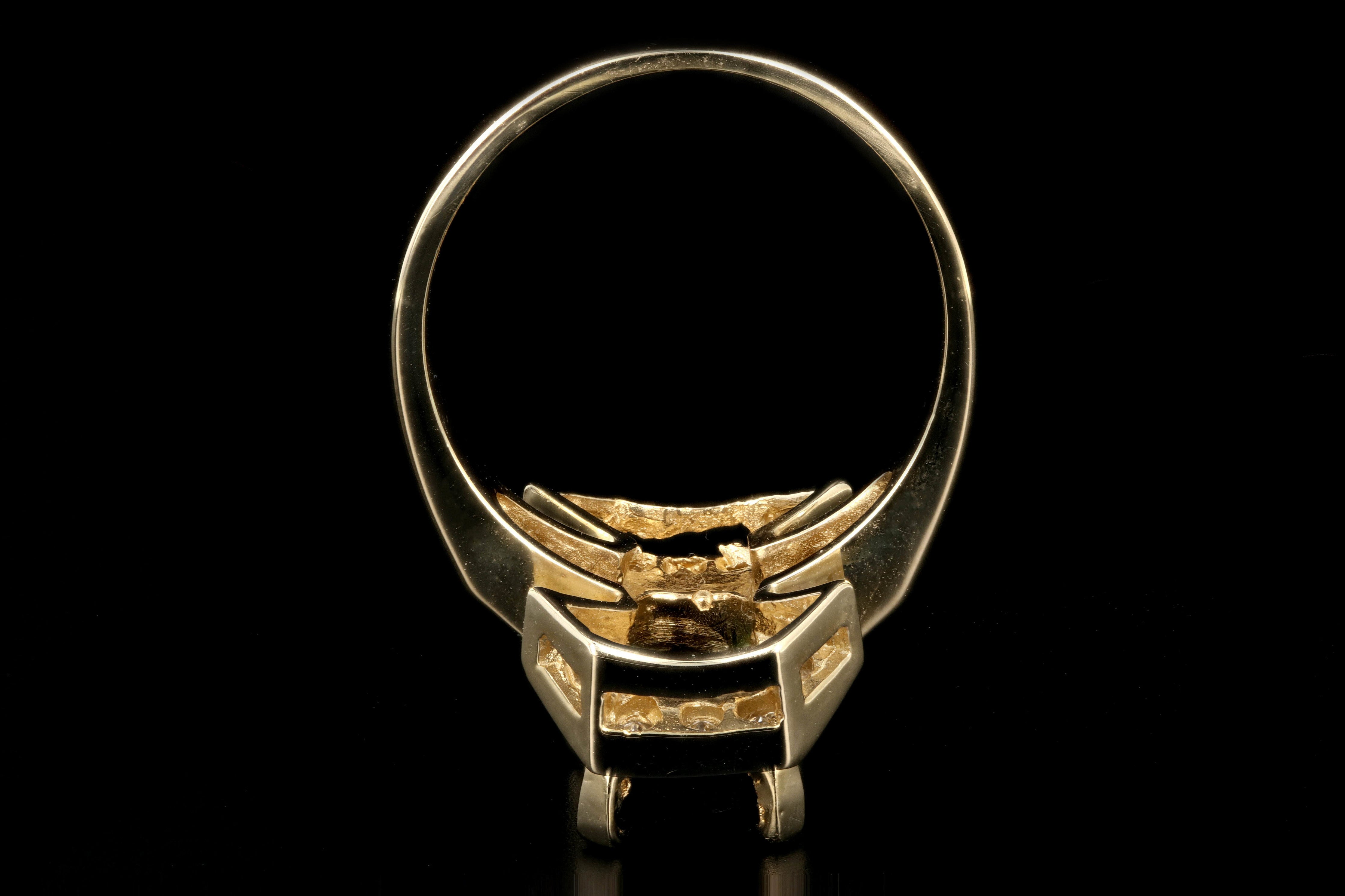 Vintage 14K Yellow Gold 1.6 CTR Green Tourmaline and Diamond Ring - Queen May