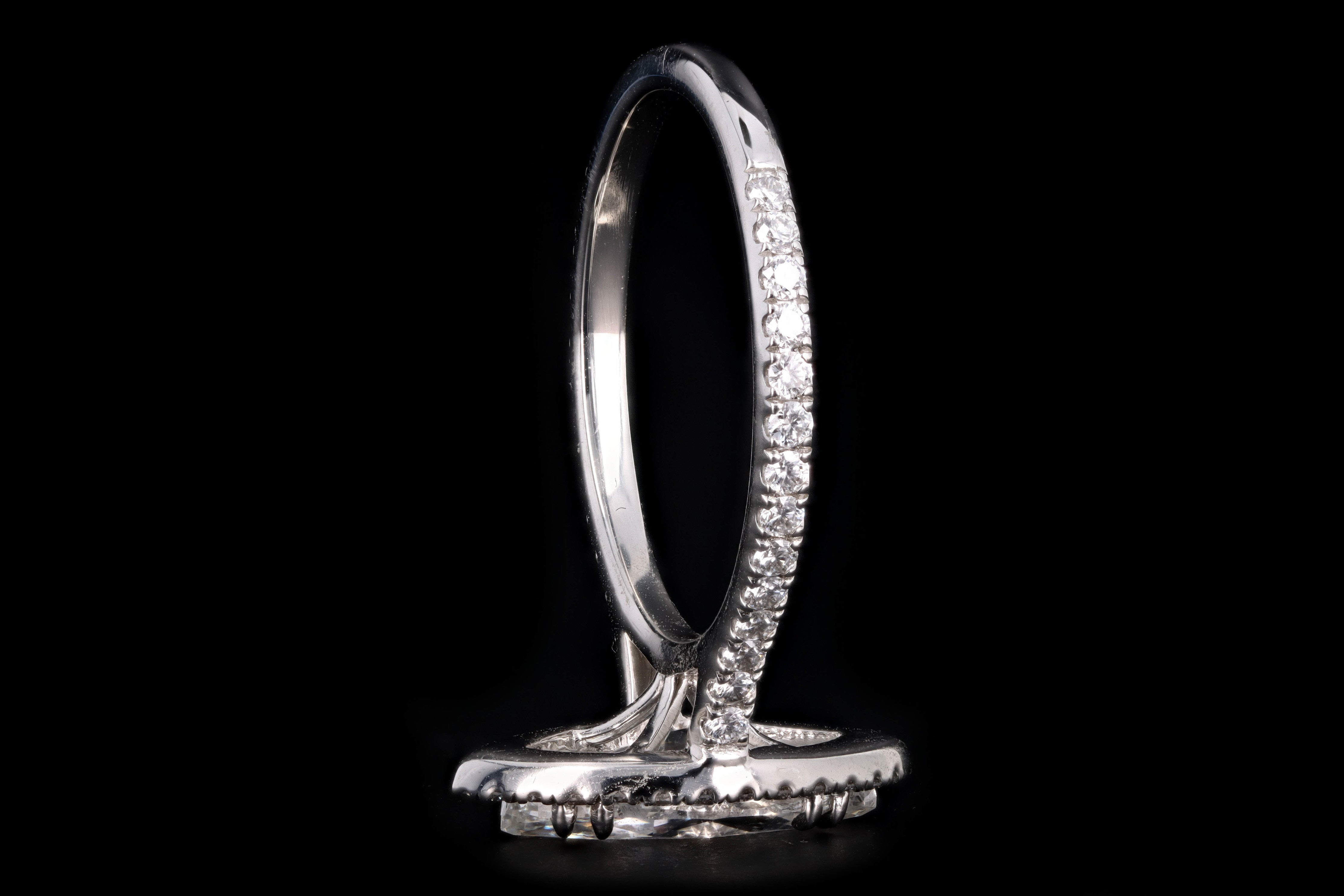 New Platinum 1.59 Carat Marquise Cut Diamond Halo Engagement Ring GIA Certified - Queen May
