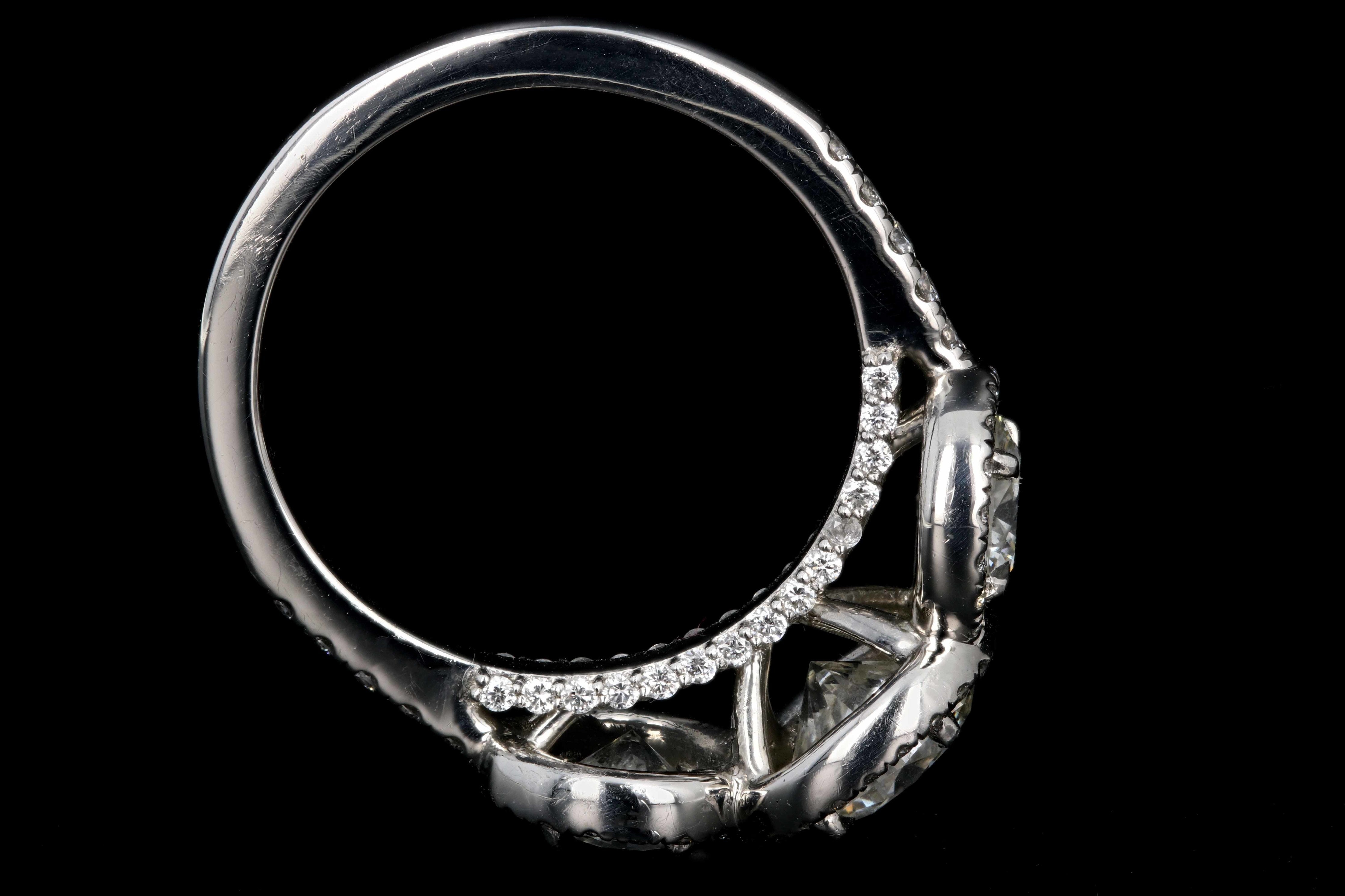 New Platinum 3 Stone 3.02 Carat Round Brilliant Cut Diamond Engagement Ring - Queen May