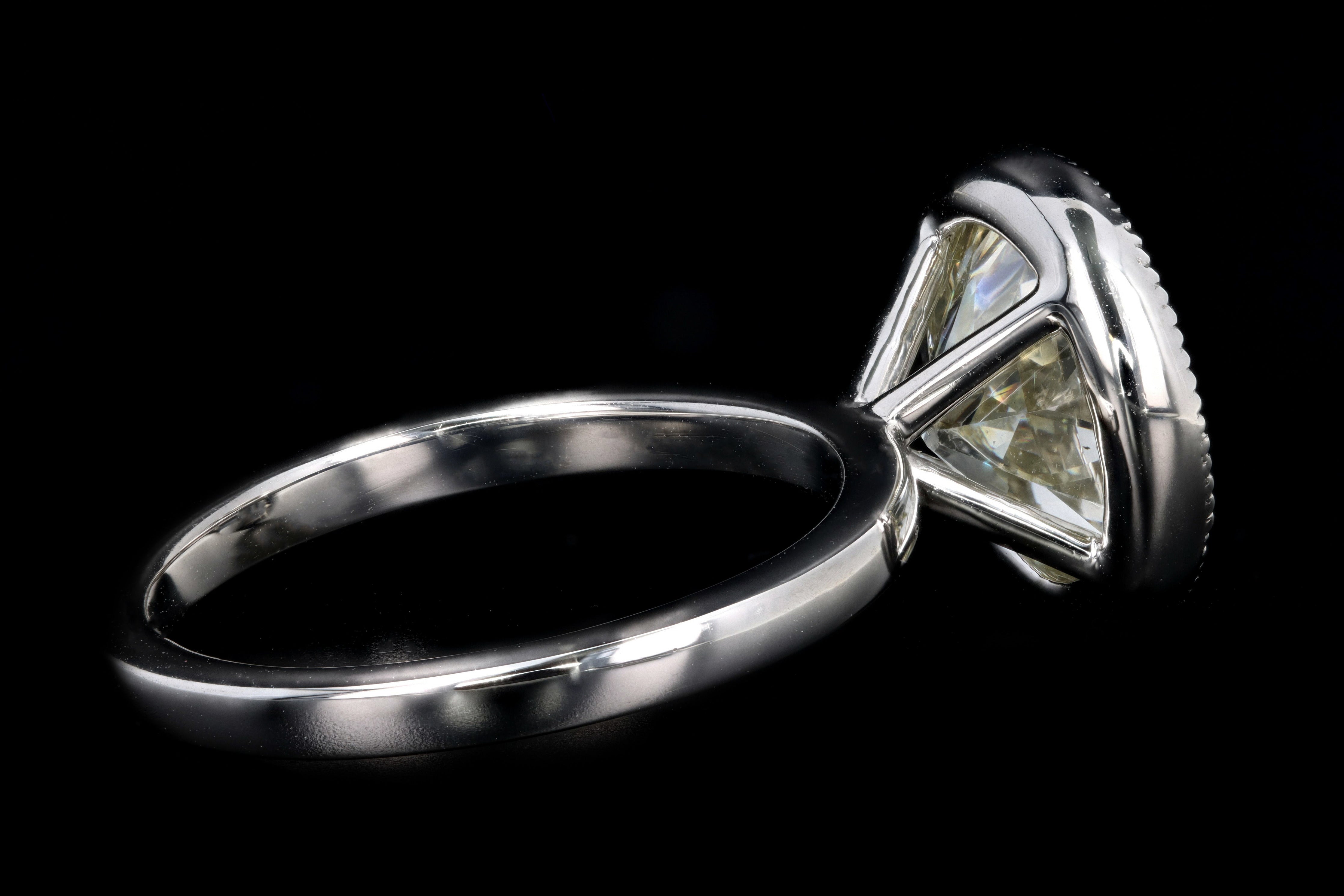 New Platinum 4.52 Carat Old European Diamond Bezel Engagement Ring - Queen May