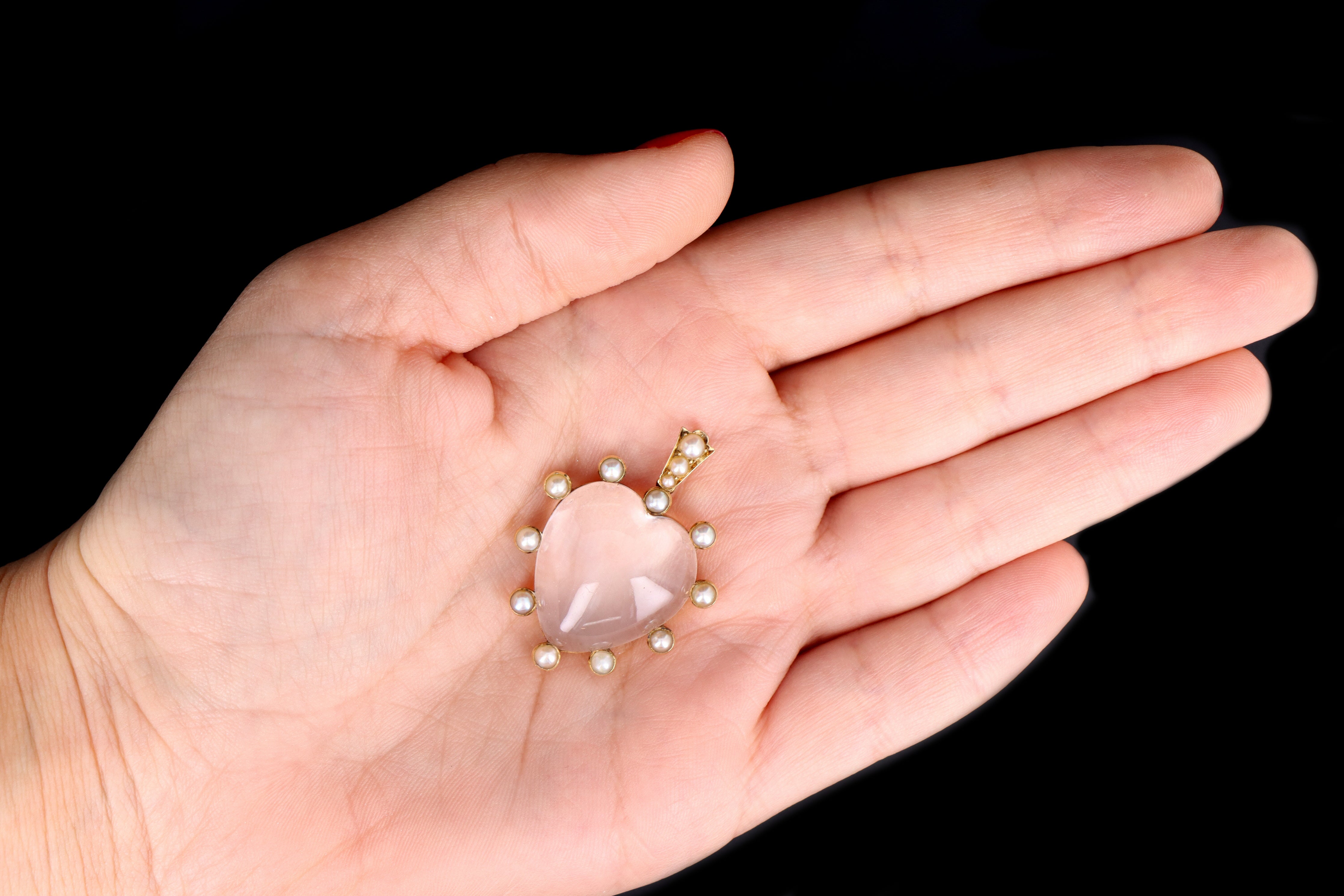 Victorian 15ct Yellow Gold Rock Crystal & Pearl Pendant - Queen May