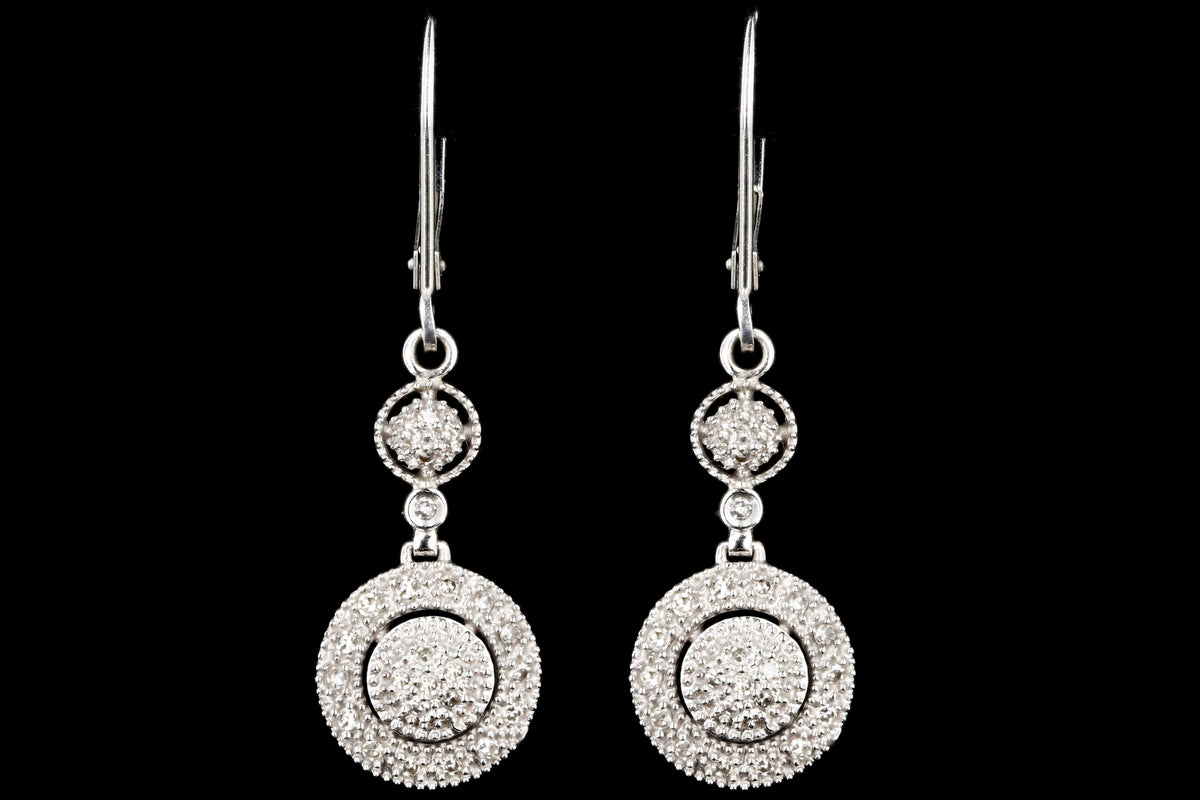 Modern 14K White Gold .50 Carats Total Weight Single Cut Diamond Drop Earrings - Queen May
