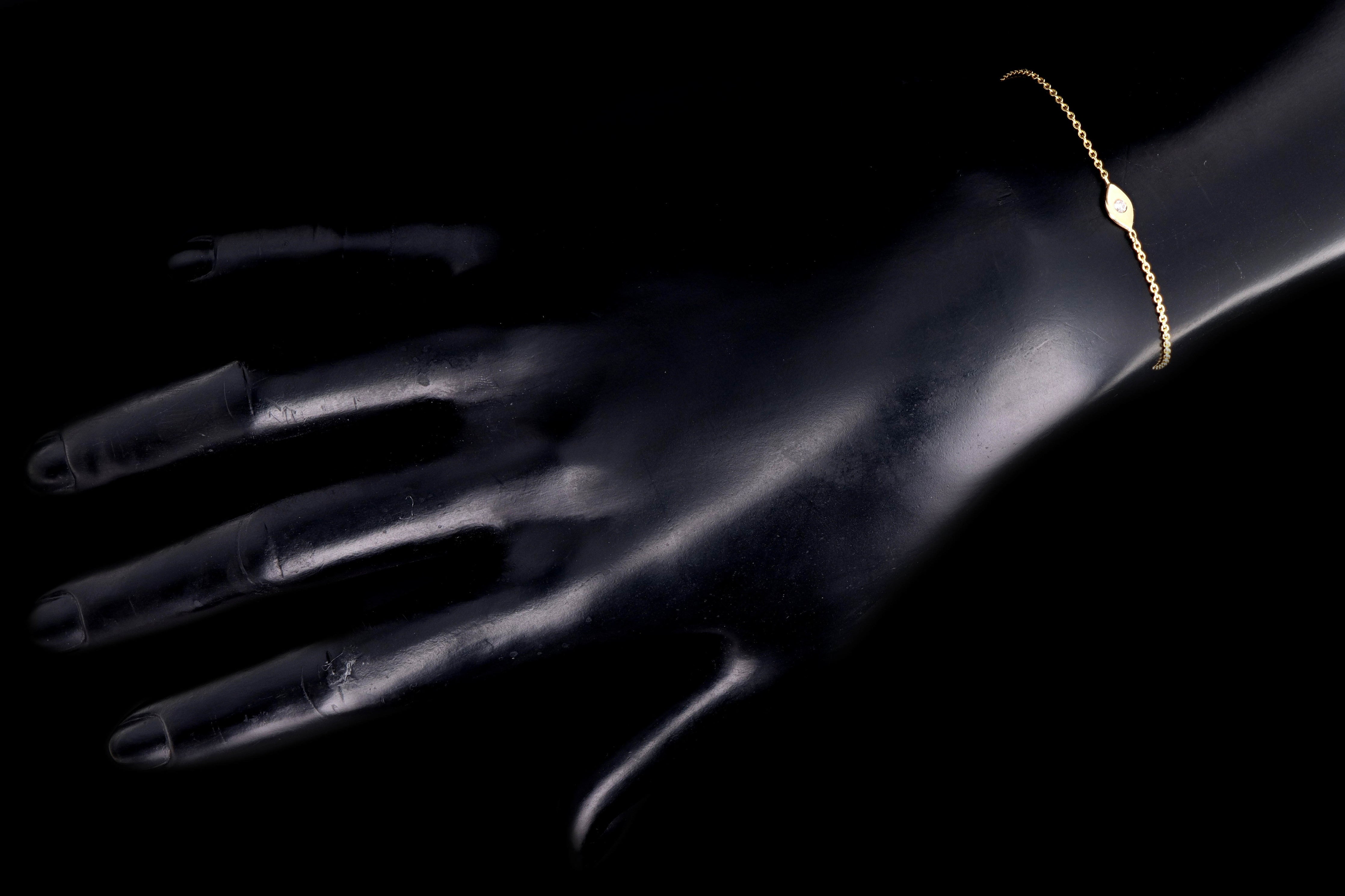 New 14K Gold Diamond Evil Eye Bolo Bracelet - Queen May