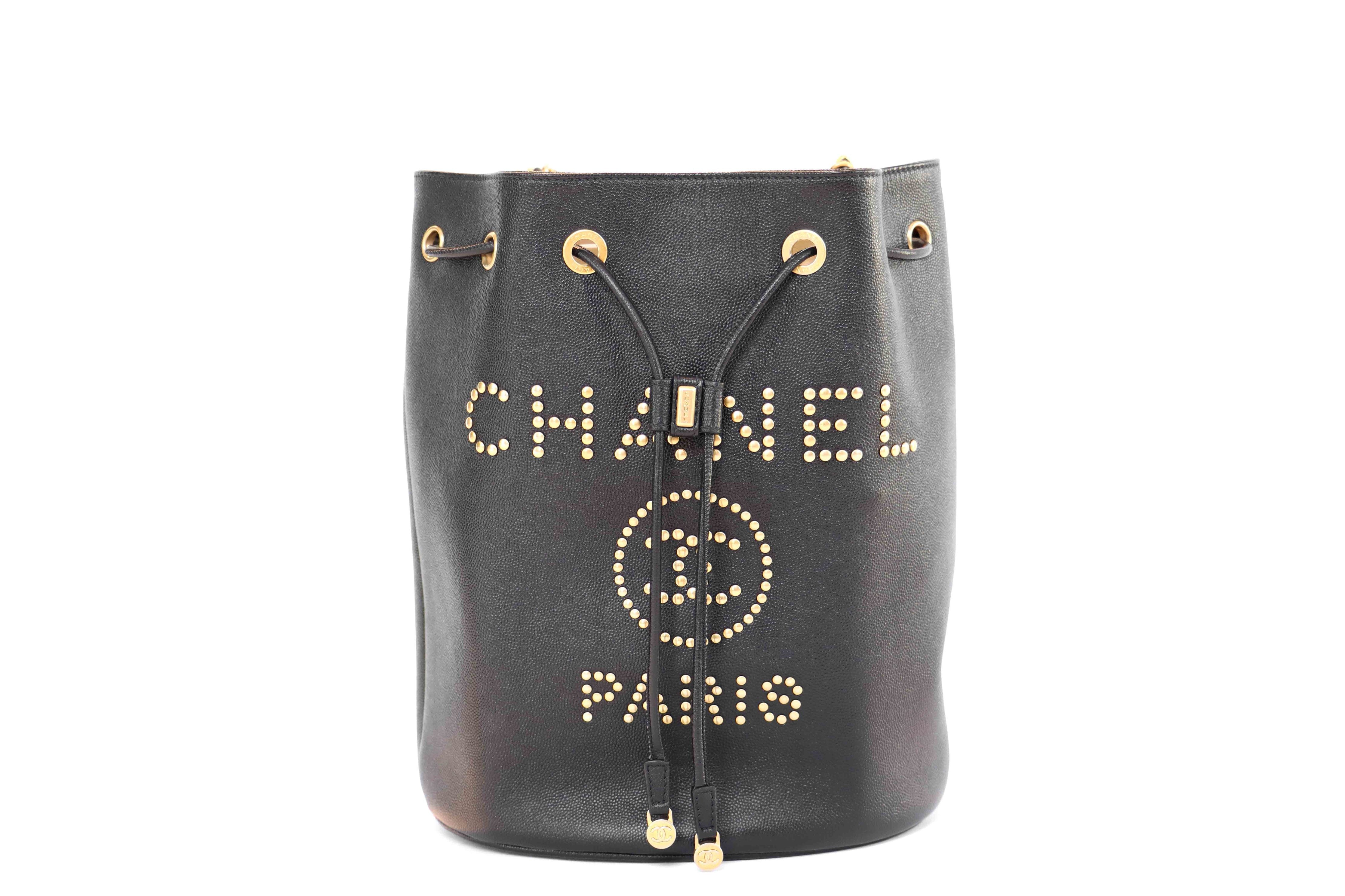 Chanel Caviar Deauville Drawstring Black Bucket Bag - Queen May