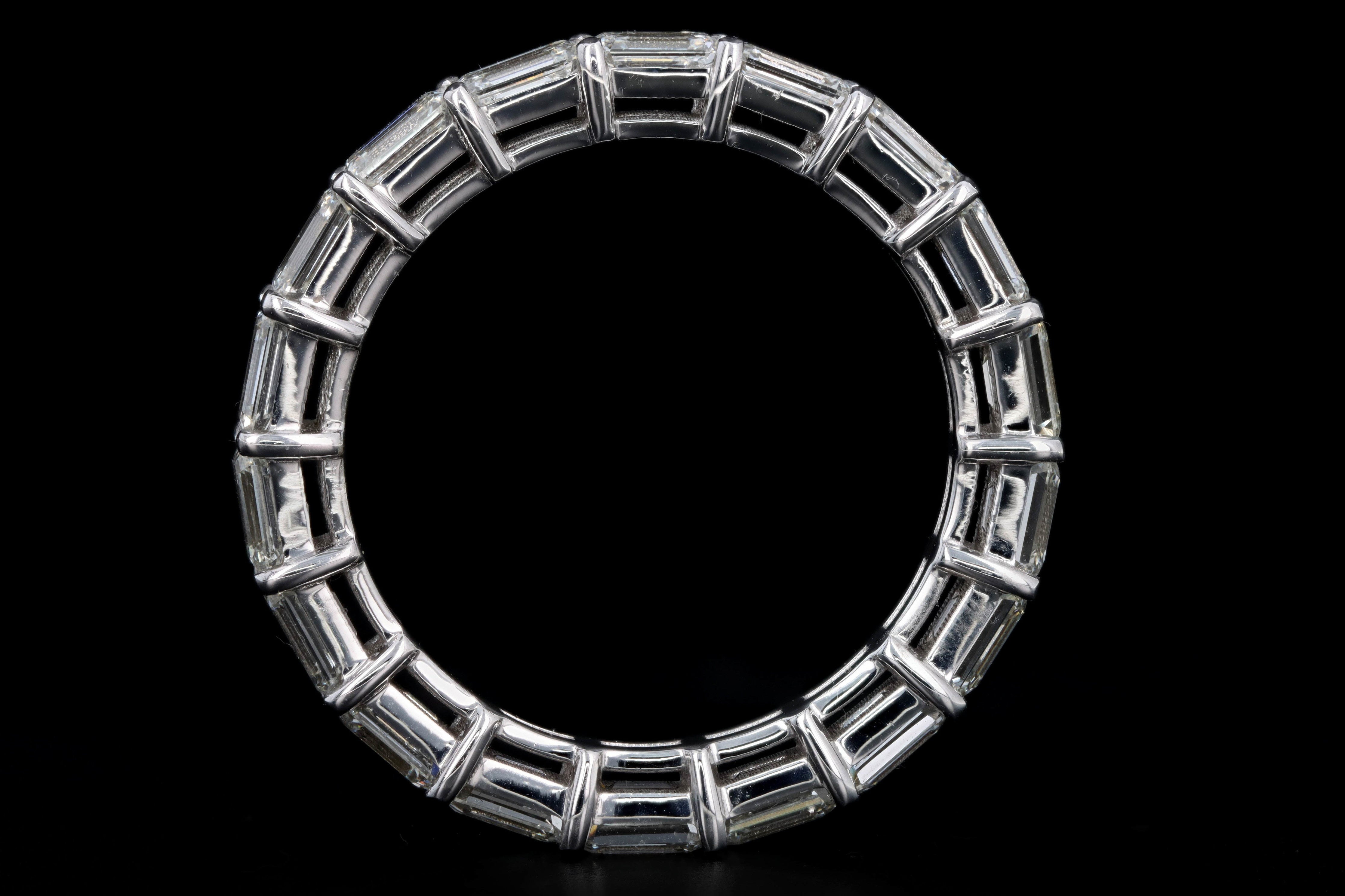 New 18K White Gold 2.54 Carat Emerald Cut Diamond Eternity Band - Queen May
