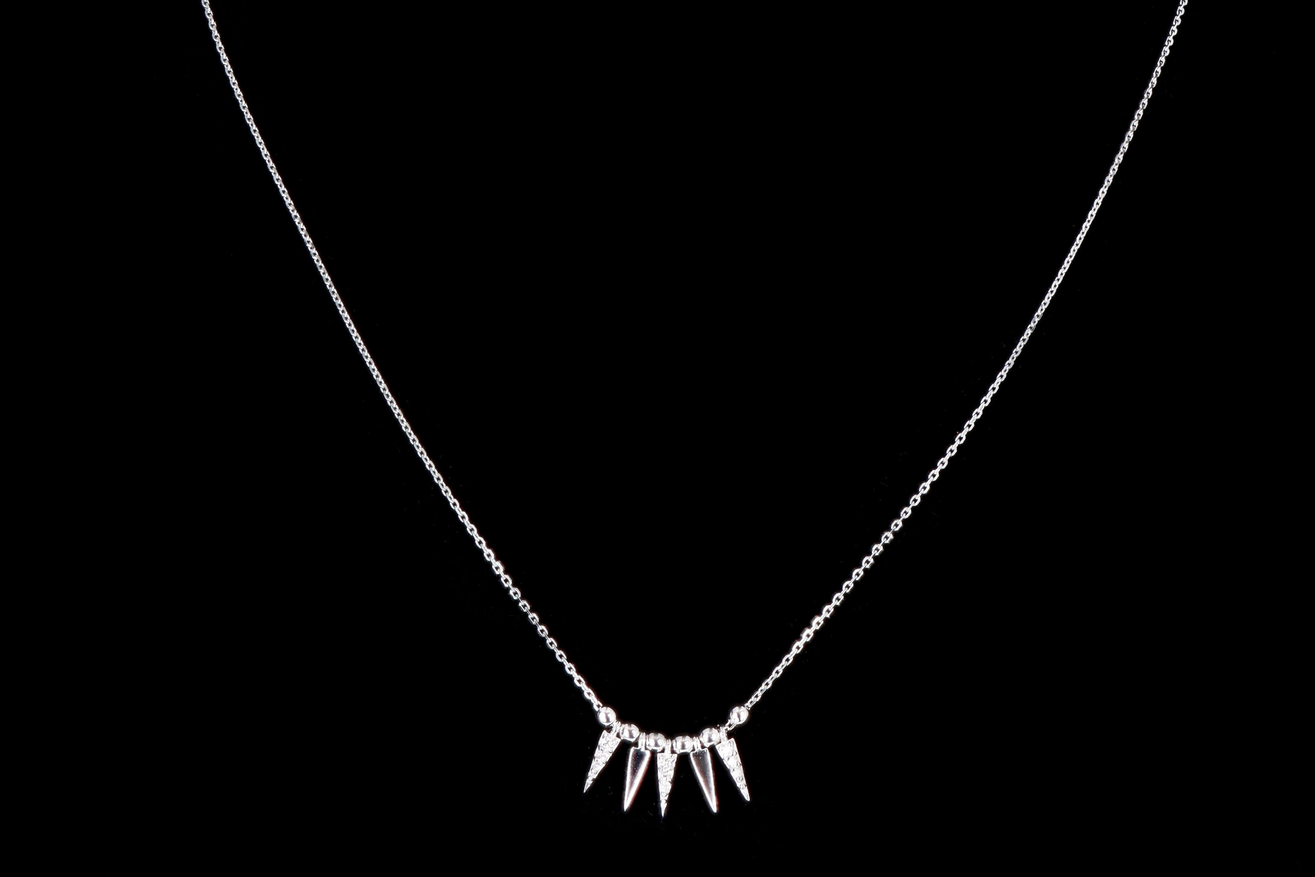 New 14K Gold Diamond Bead and Spike Necklace Adjustable 16-18 inches - Queen May