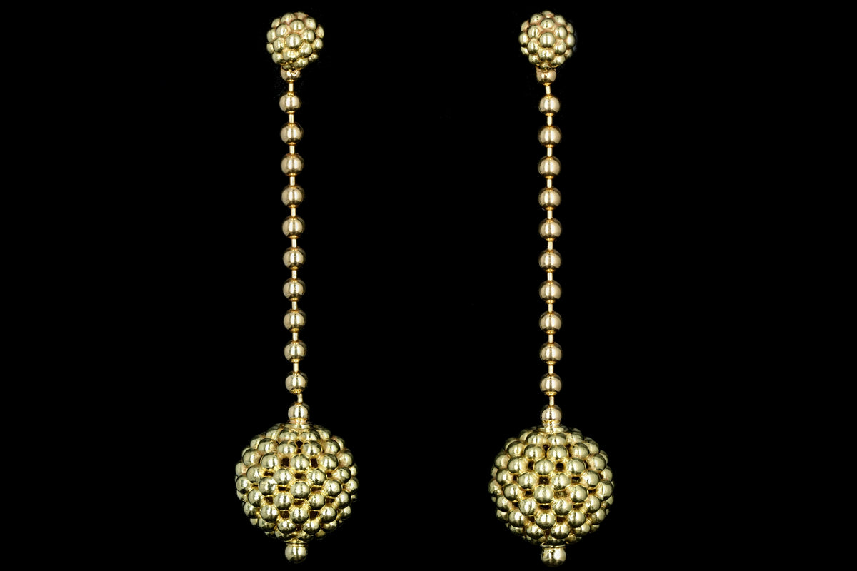 Modern Lagos 18K Yellow Gold Caviar Collection Drop Earrings - Queen May