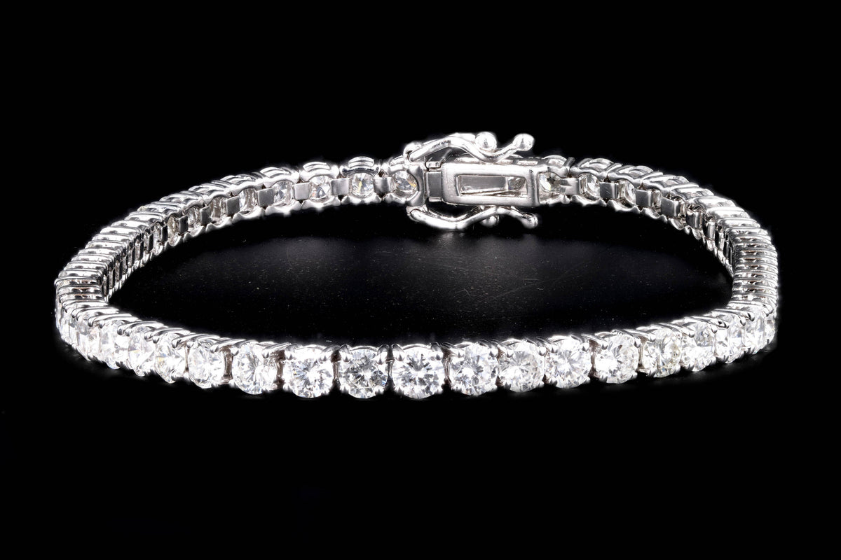 14K White Gold 6.64 Carat Round Brilliant Cut Diamond Tennis Bracelet - Queen May